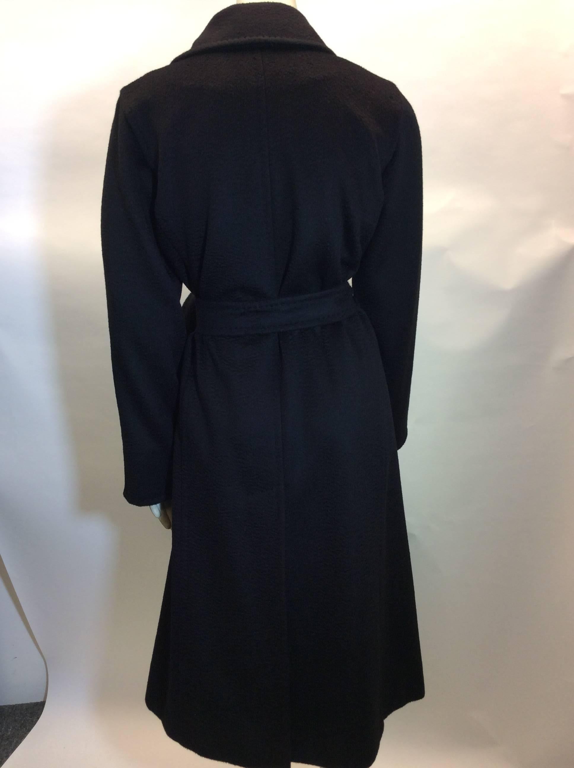 Women's Maxmara Cashmere Black Wrap Belted Coat For Sale