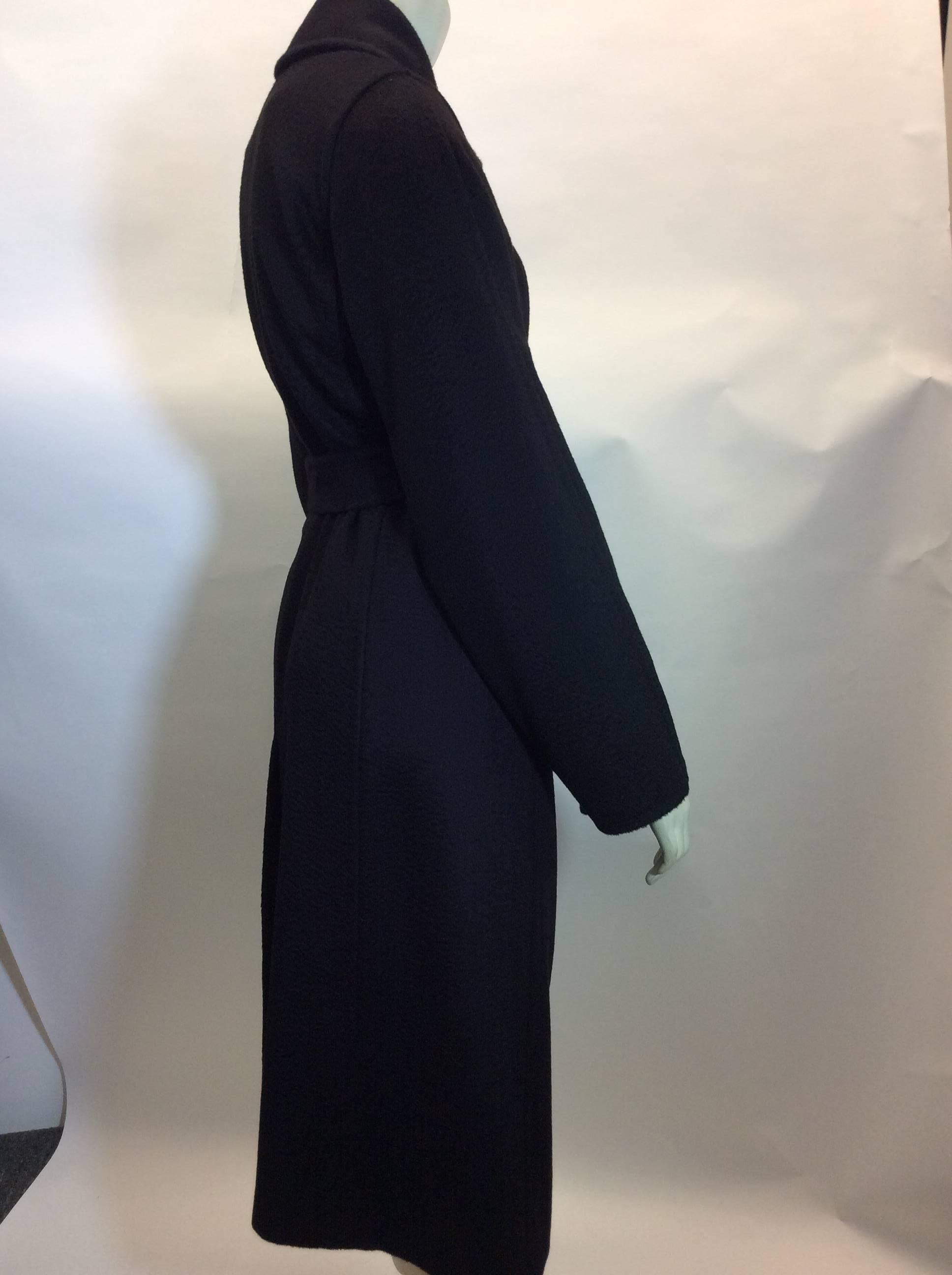 Maxmara Cashmere Black Wrap Belted Coat For Sale 1