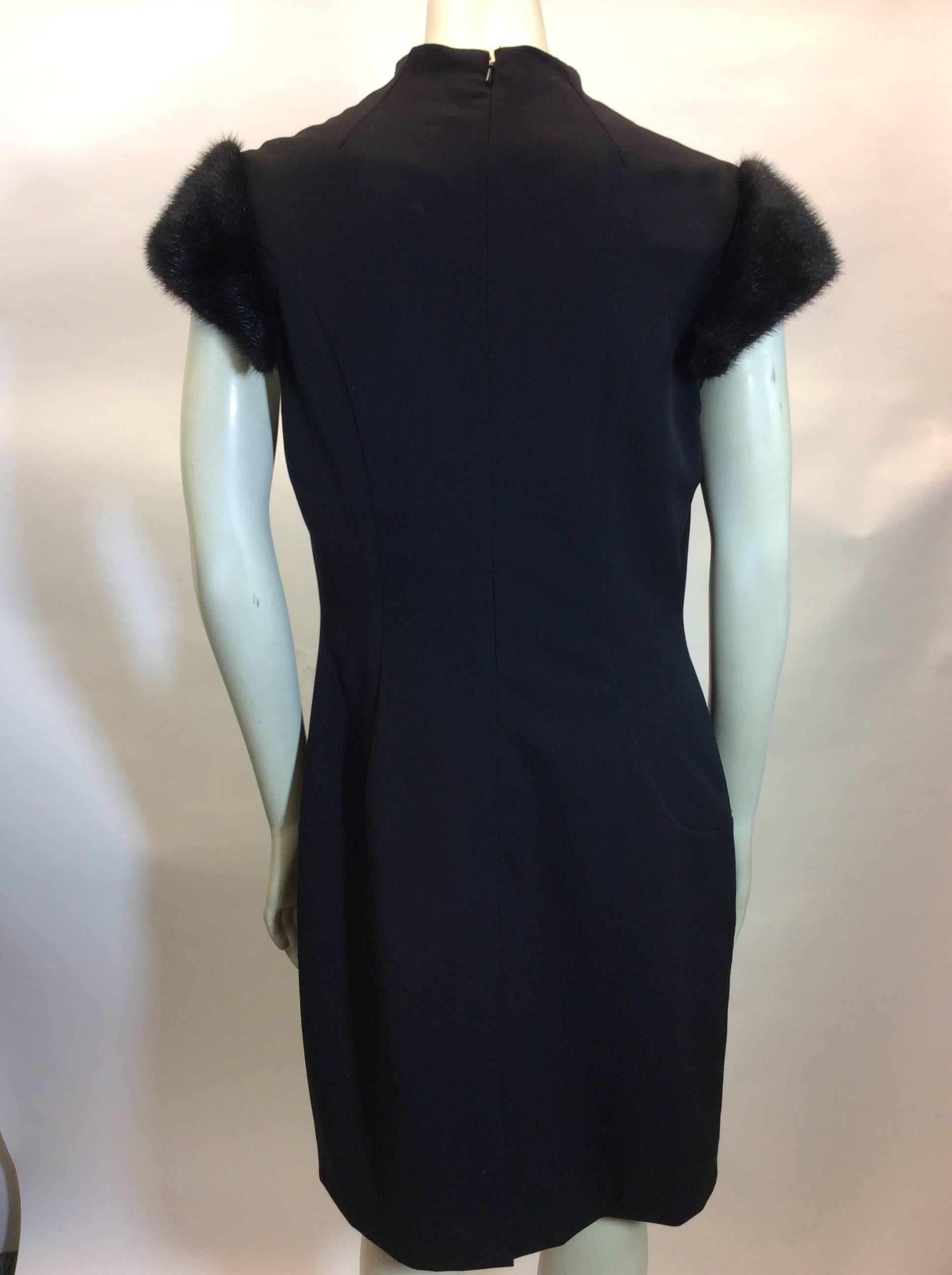 Women's Mary Bays Mink Shoulder Black Dress For Sale