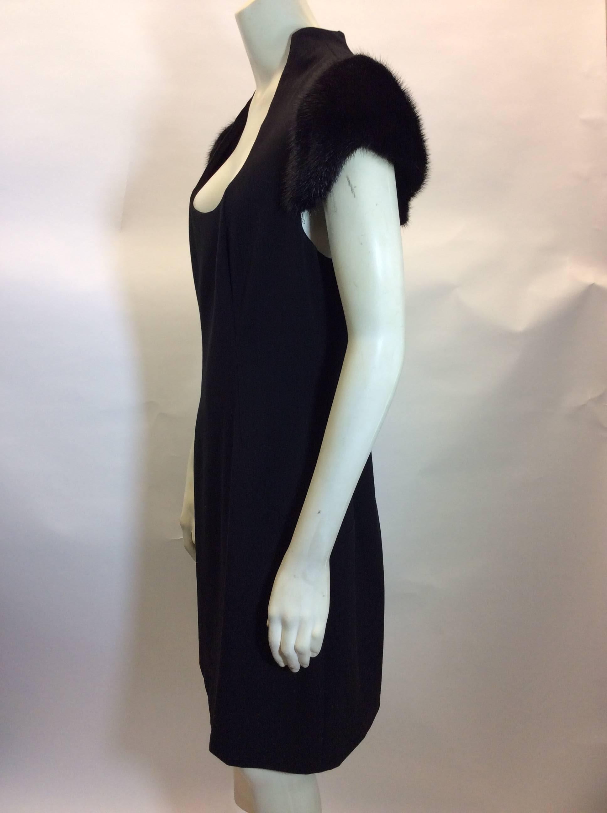 Mary Bays Mink Shoulder Black Dress For Sale 1