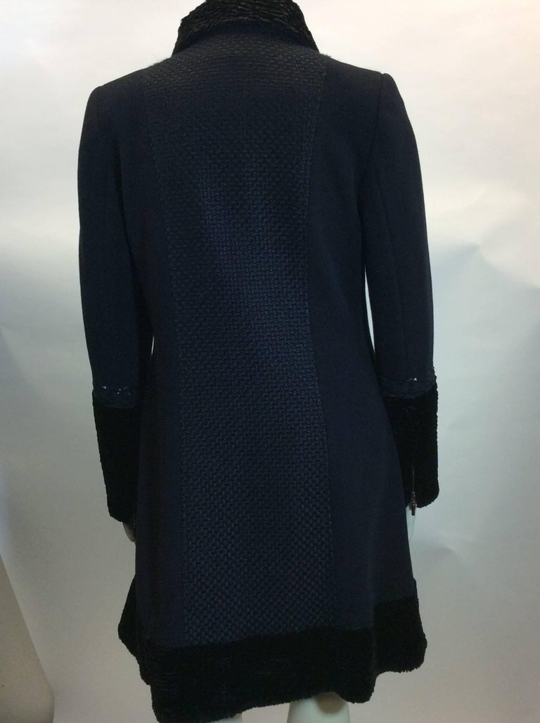 Velvet Beaded Trim Wool Coat For Sale at 1stDibs