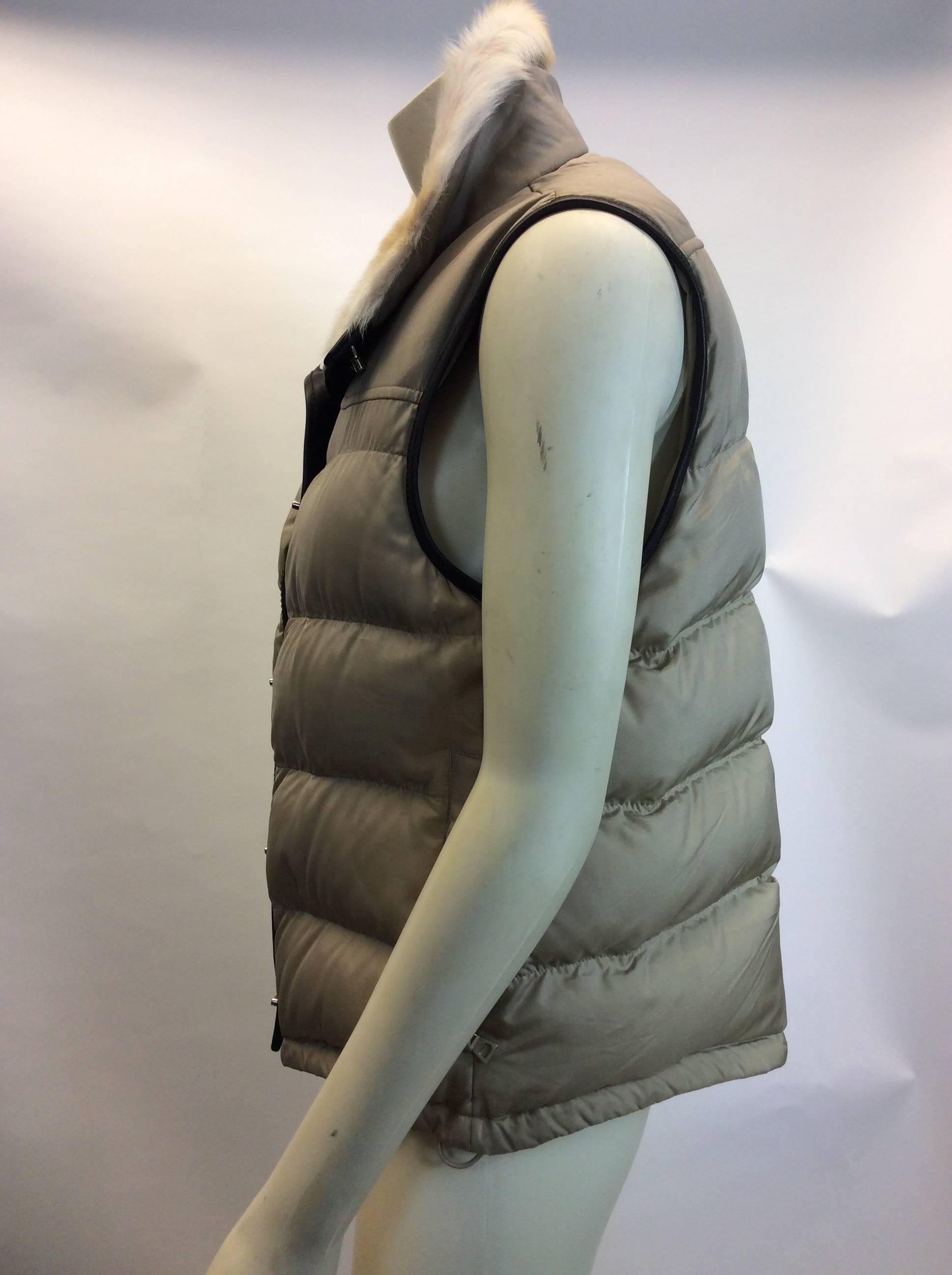 Prada Cream Down Puffer Vest In Excellent Condition For Sale In Narberth, PA