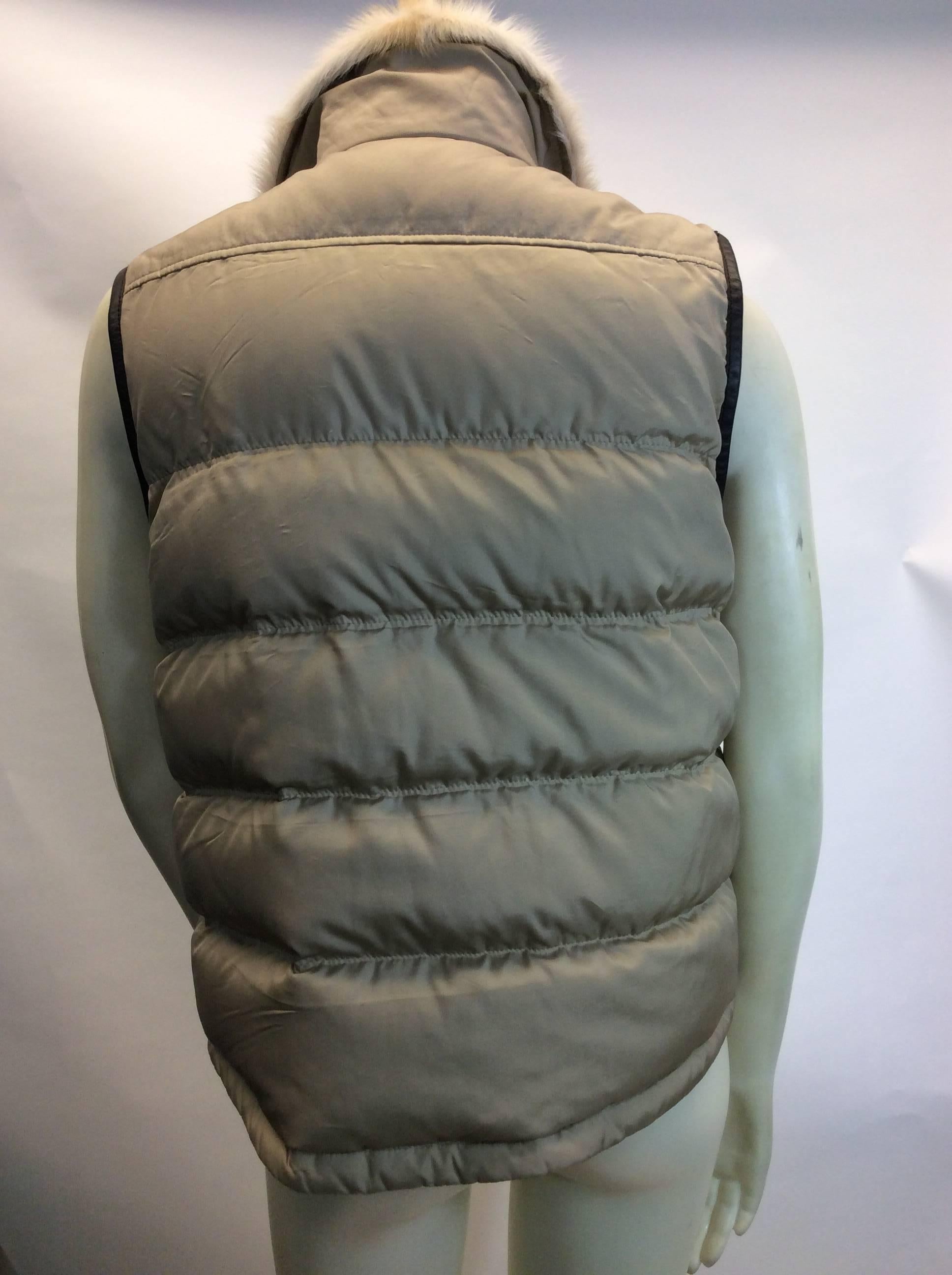 Gray Prada Cream Down Puffer Vest For Sale
