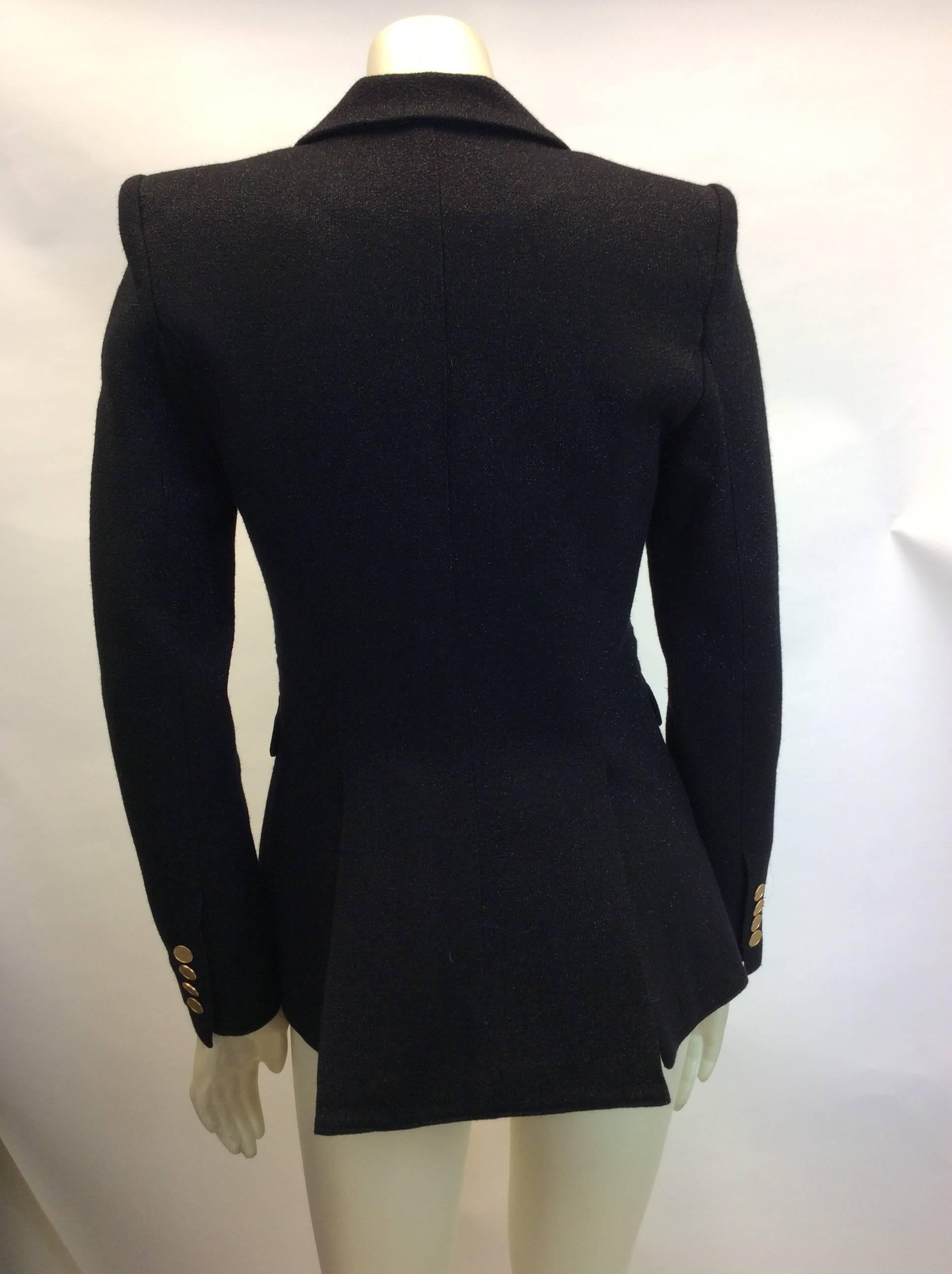 Smythe Wool Black Shimmer Blazer In Excellent Condition For Sale In Narberth, PA