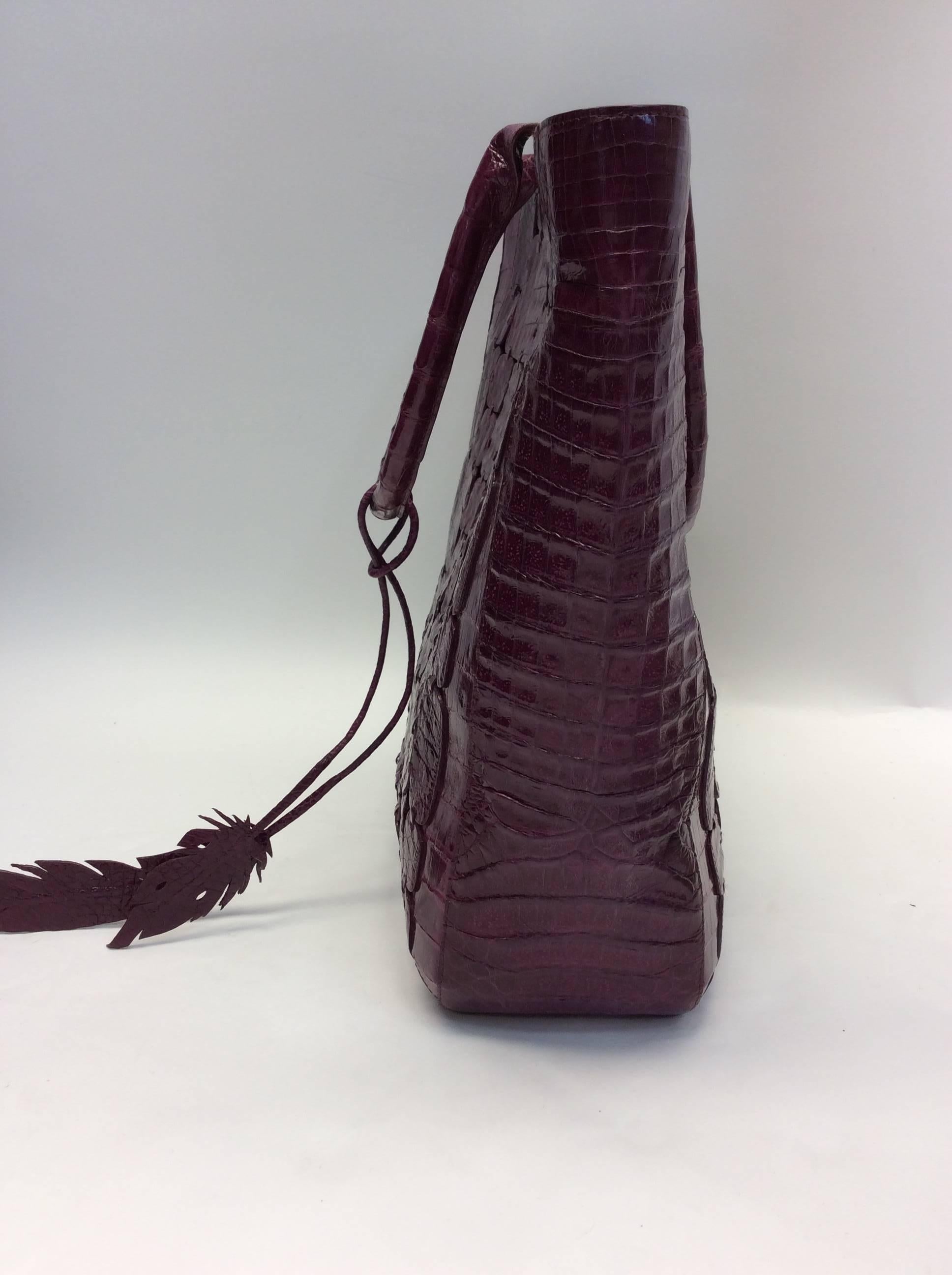 Nancy Gonzalez Large Purple Crocodile Shoulder Bag In Excellent Condition For Sale In Narberth, PA