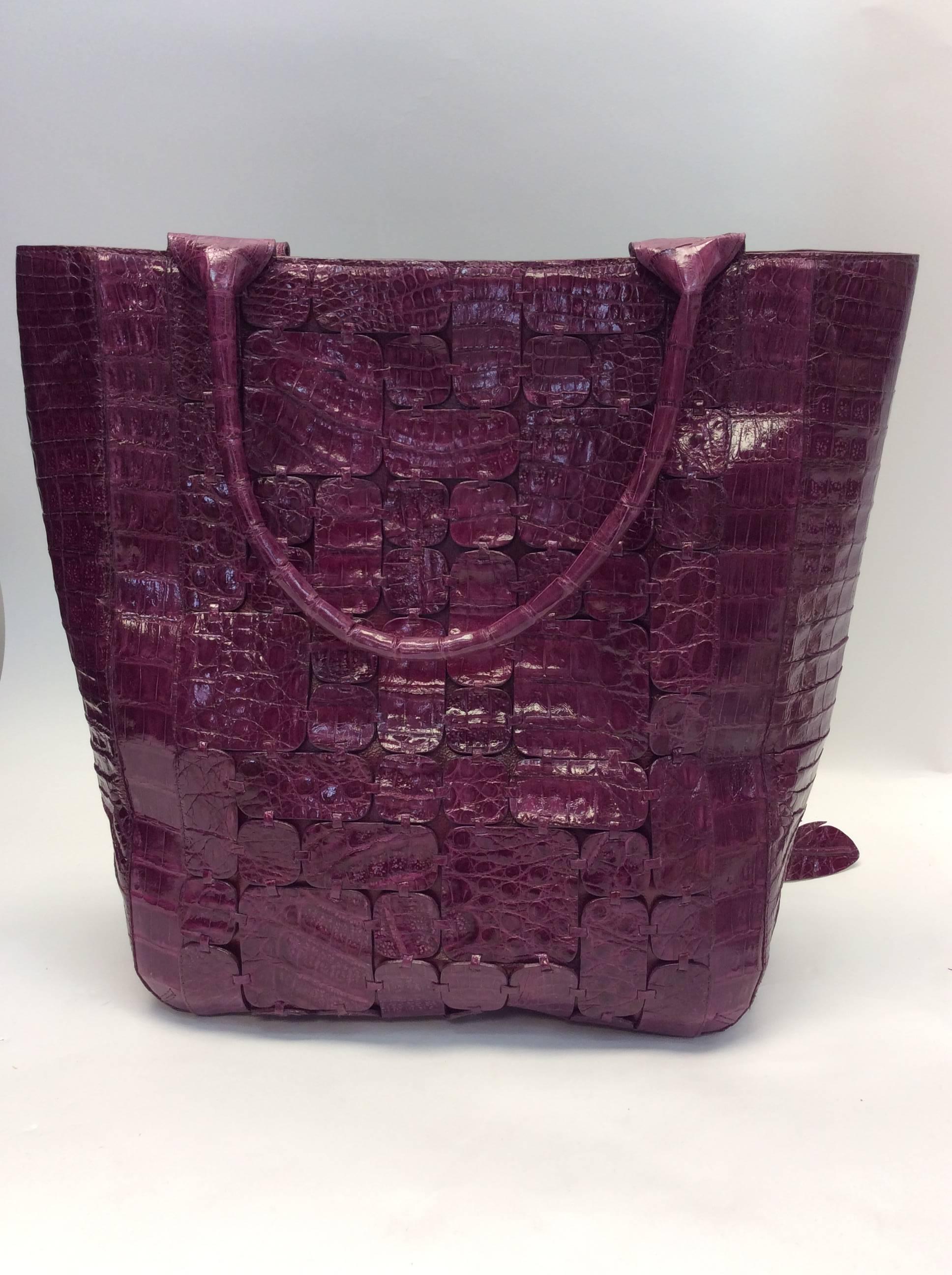 Black Nancy Gonzalez Large Purple Crocodile Shoulder Bag For Sale