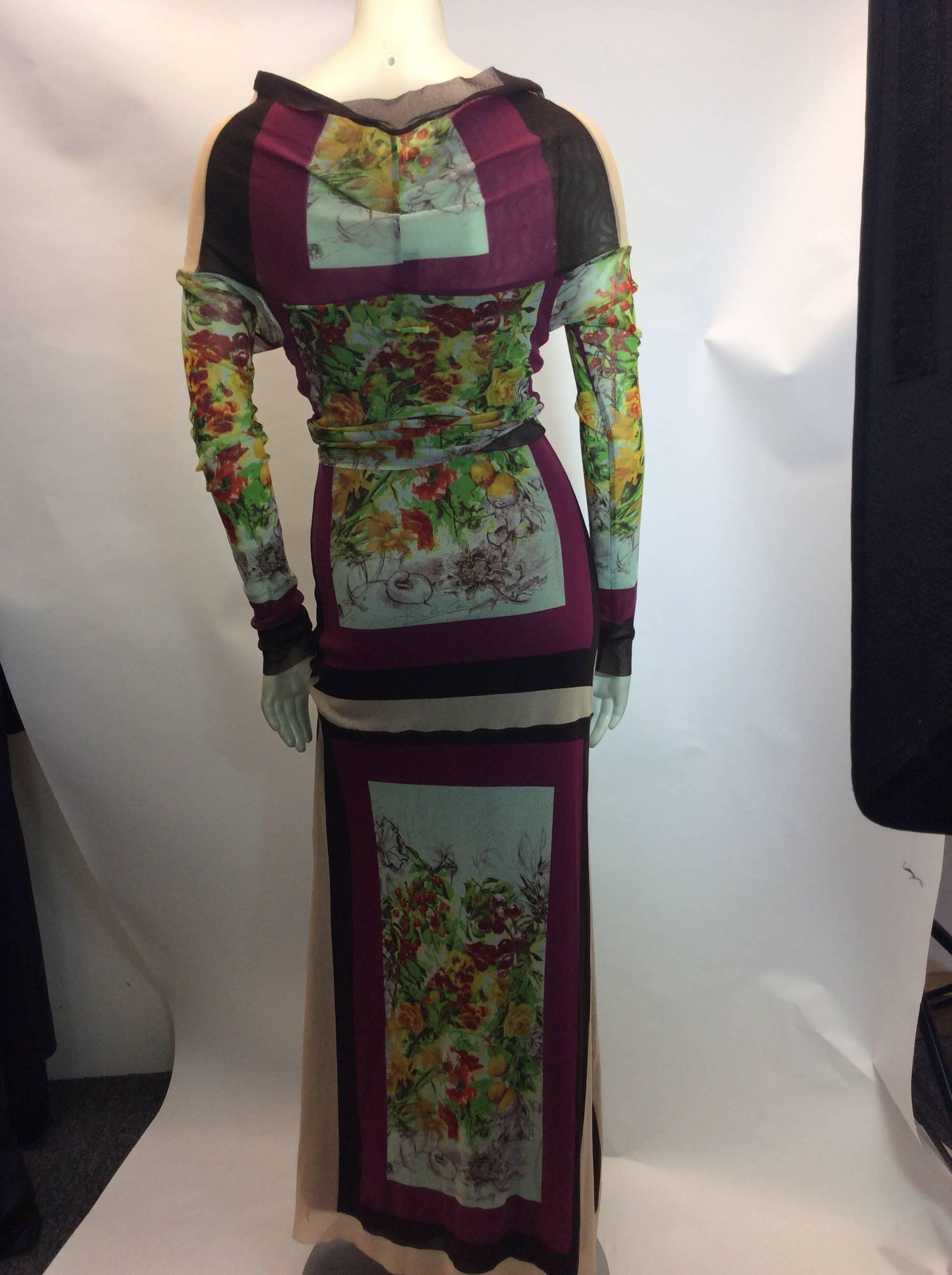 Jean Paul Gaultier Mesh Printed Maxi Dress In Excellent Condition For Sale In Narberth, PA