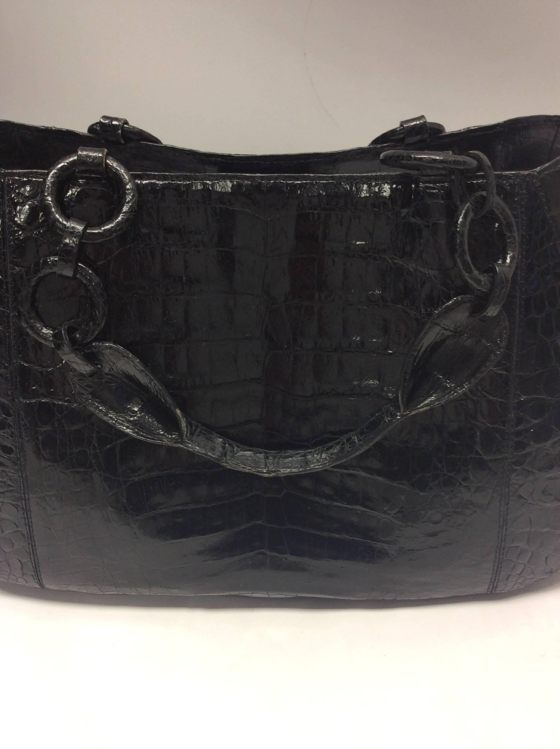 Nancy Gonzalez Black Crocodile Shoulder Bag For Sale 1