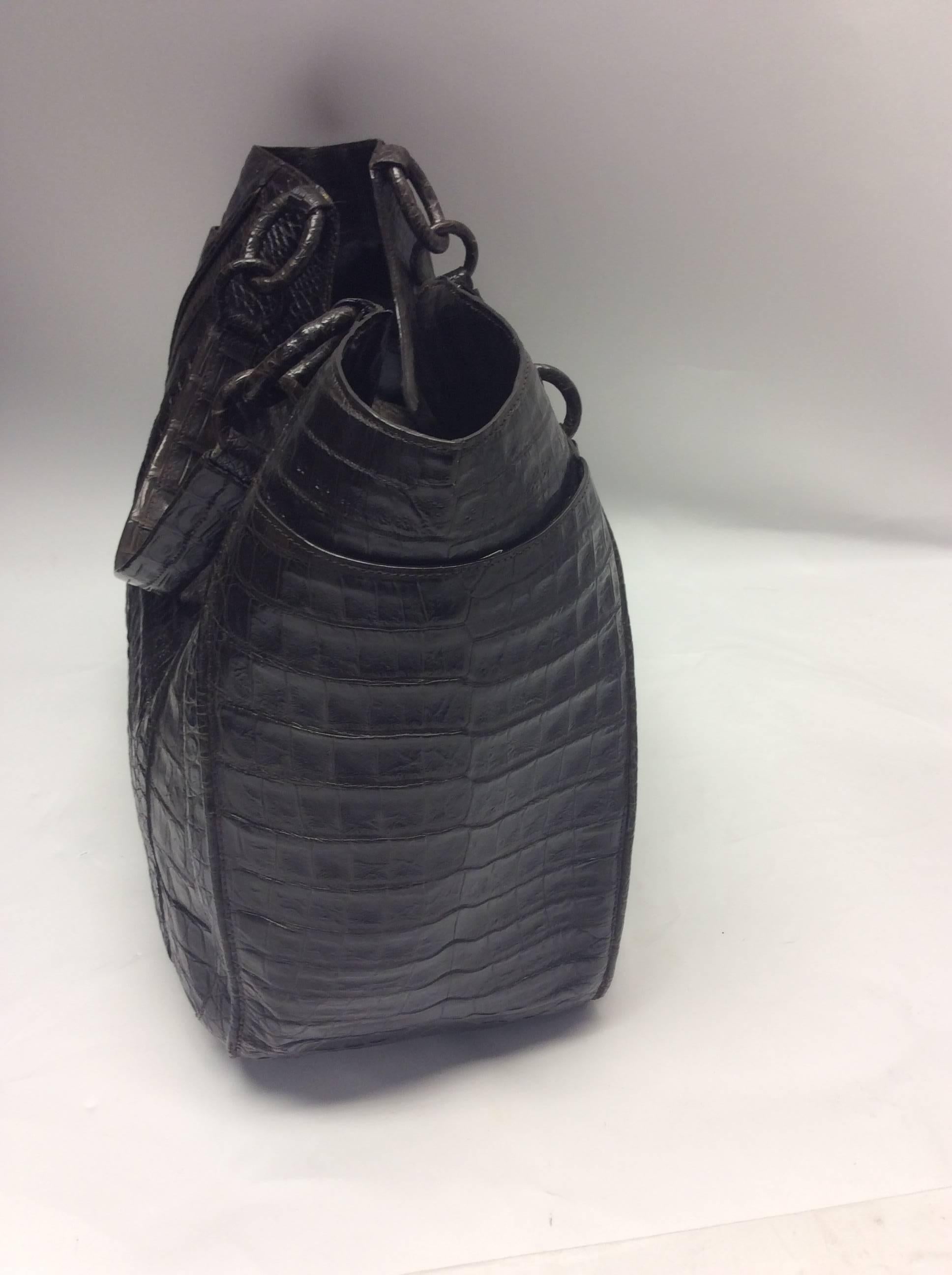 Nancy Gonzalez Brown Crocodile Shoulder Bag  In Excellent Condition For Sale In Narberth, PA