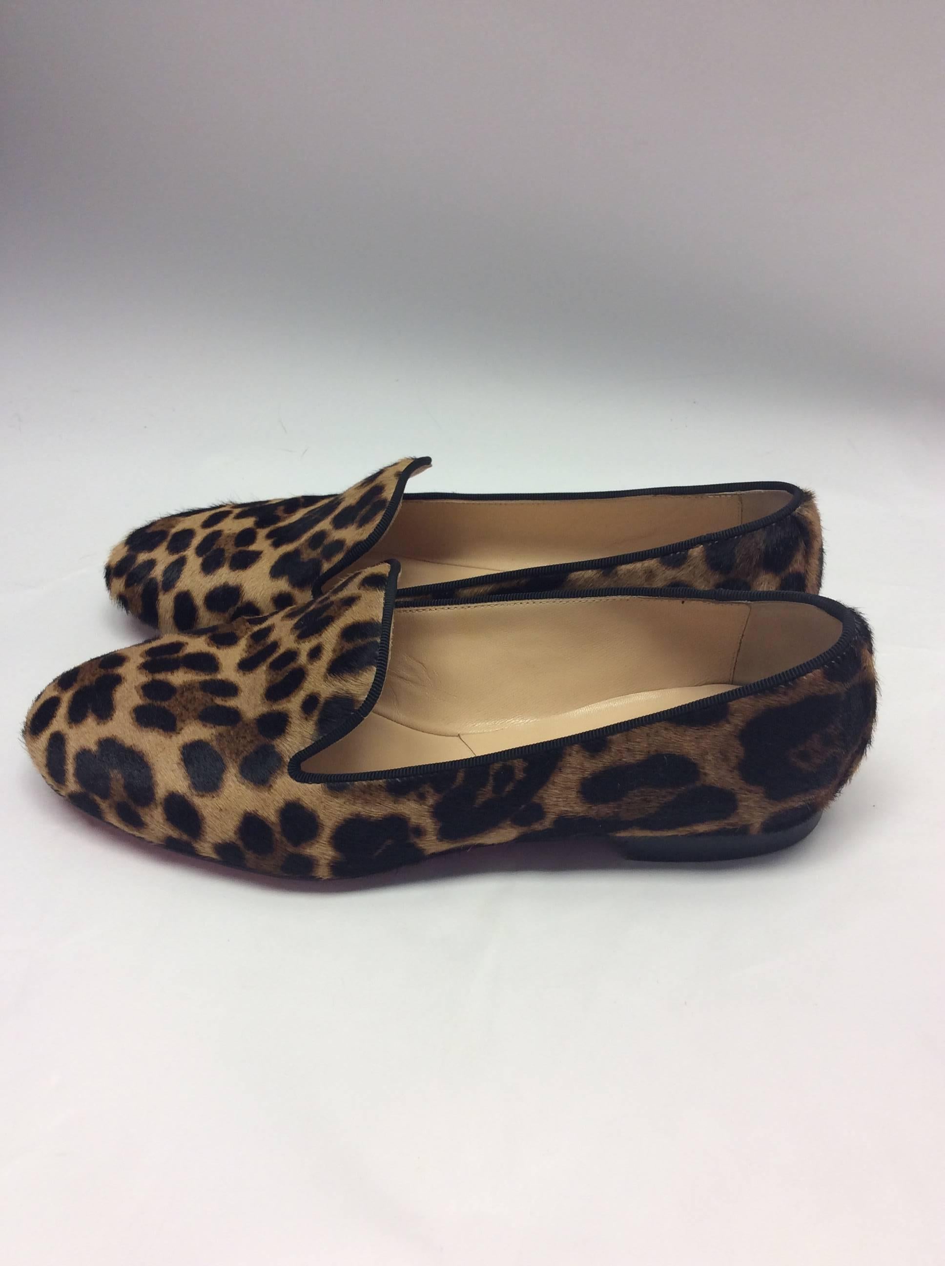 Black Christian Louboutin Leopard Loafers For Sale