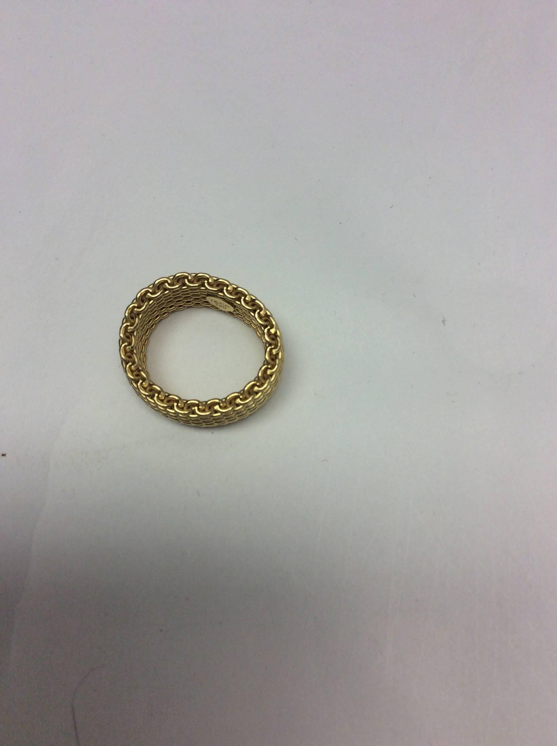 Tiffany & Co. Gold Mesh Somerset 18K Ring  In Excellent Condition For Sale In Narberth, PA