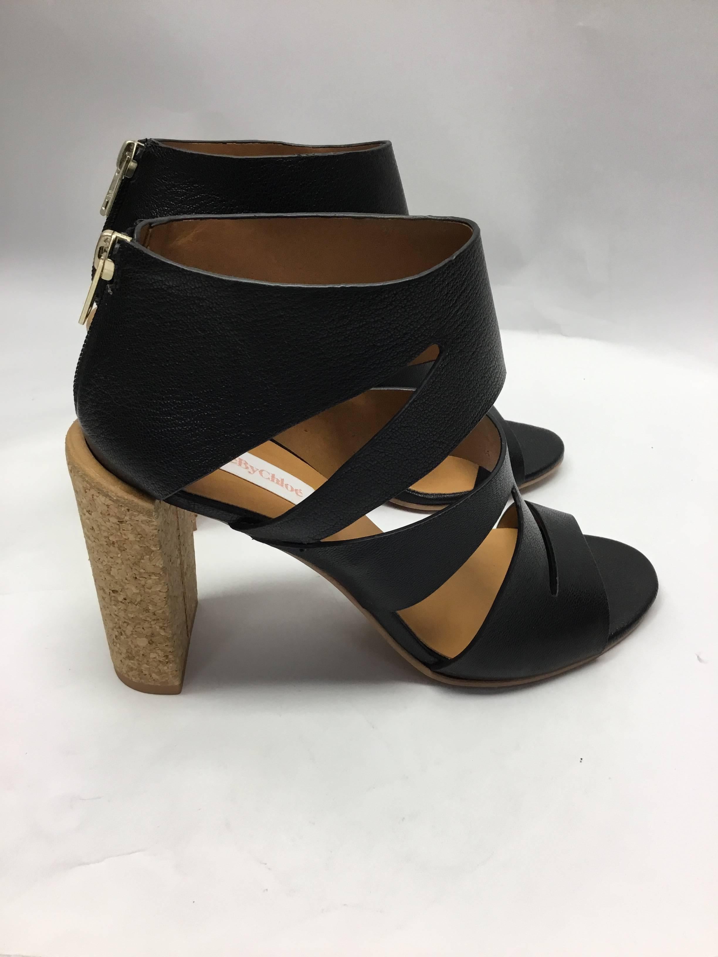 Women's See By Chloe Black Leather Cut Out Heels For Sale