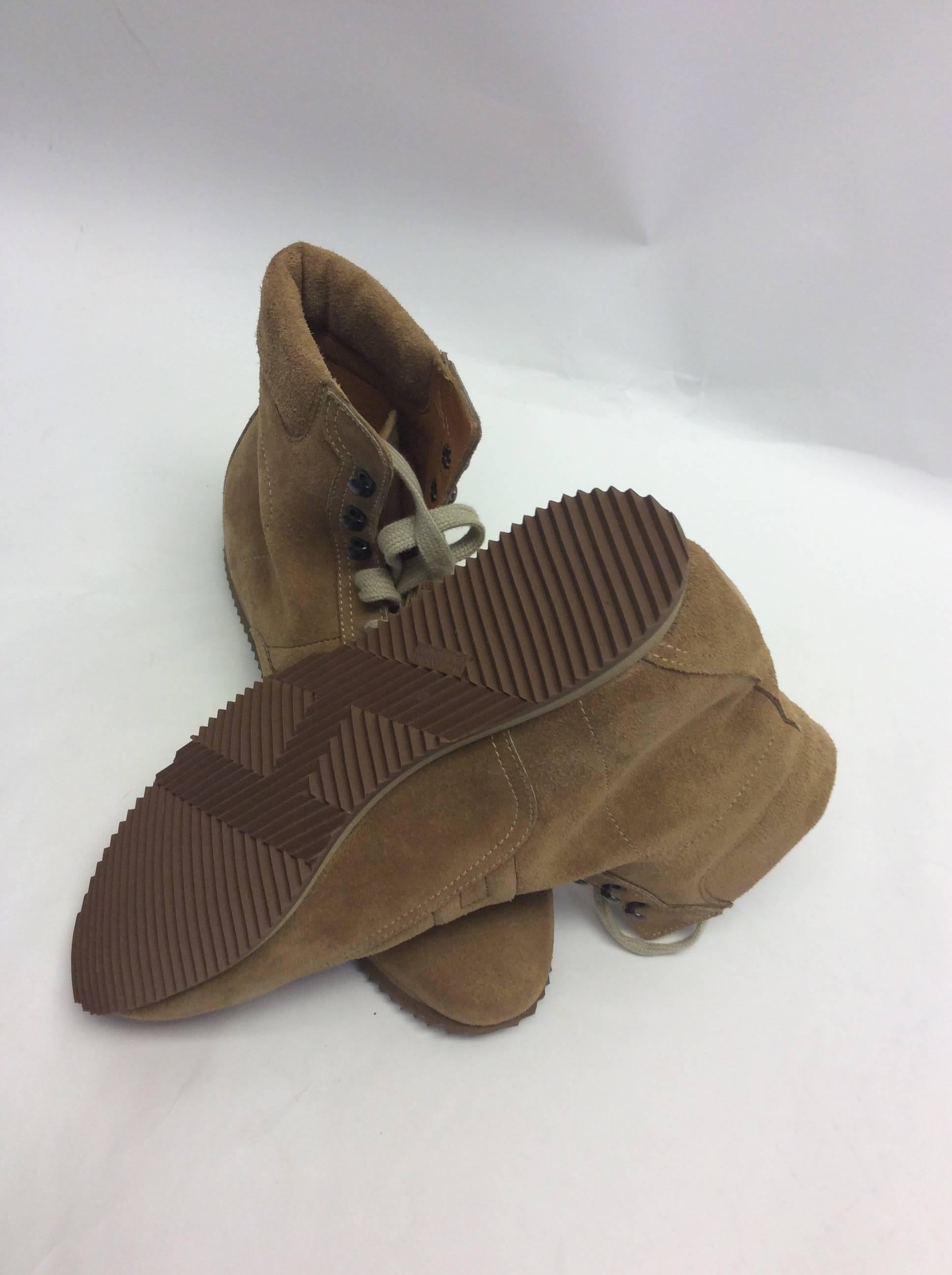 Hermes Suede Lace Up Camel Shoes For Sale 2