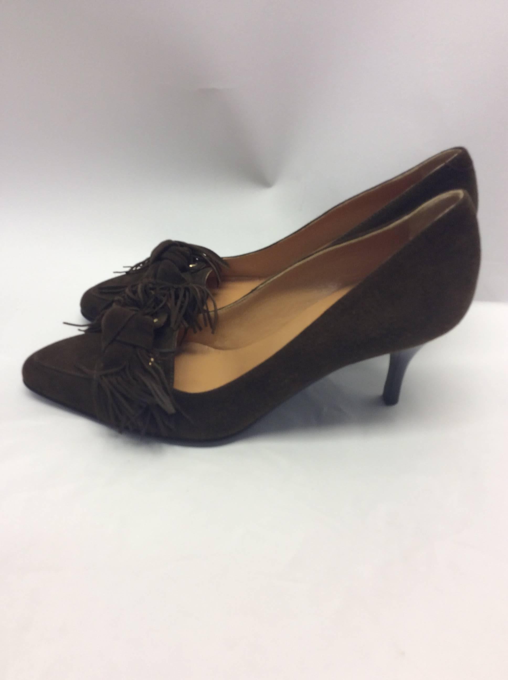 Hermes Suede Fringe Pumps In Excellent Condition For Sale In Narberth, PA