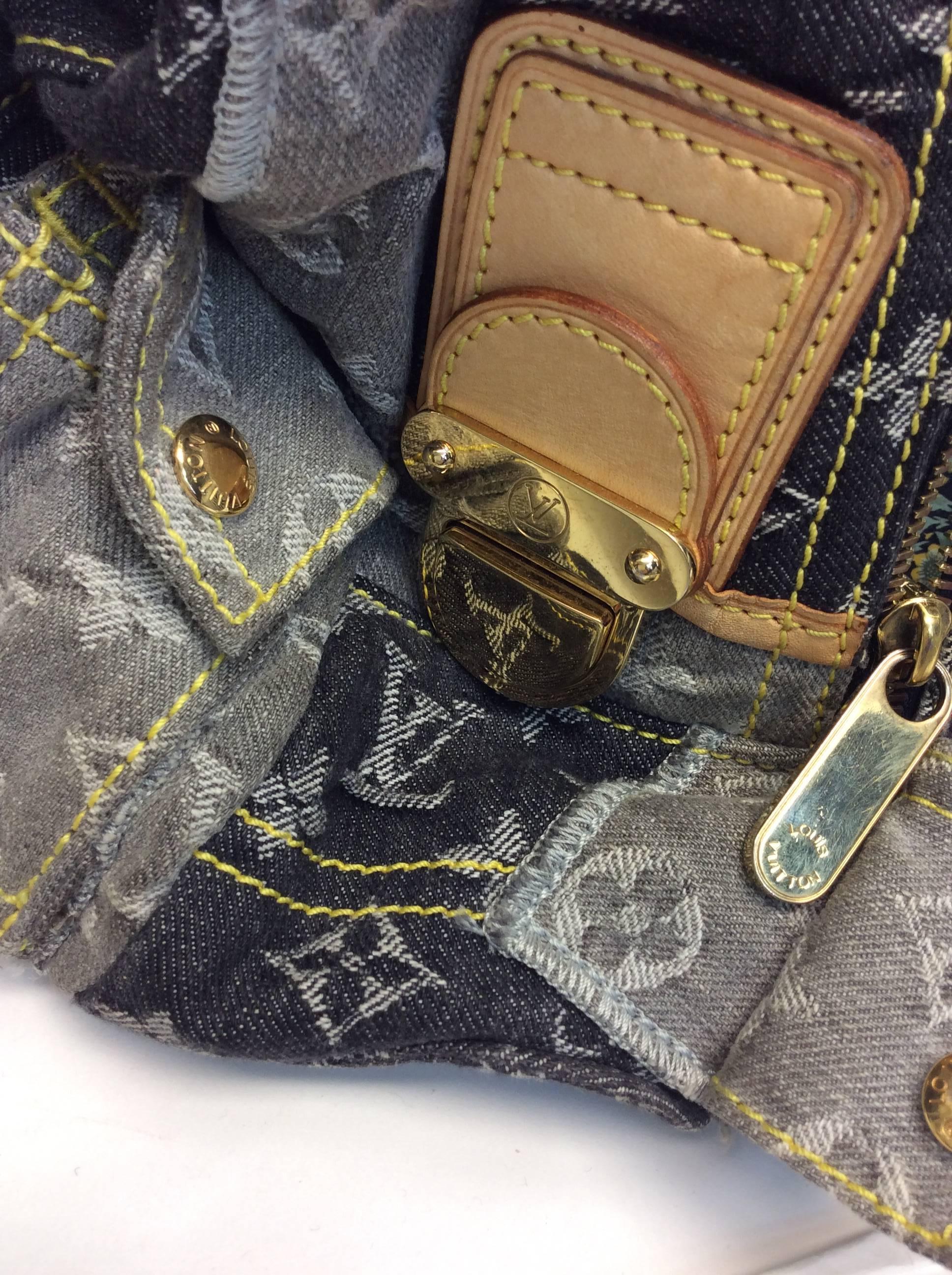 Louis Vuitton Monogram Denim Patchwork Large Shoulder Bag In Excellent Condition For Sale In Narberth, PA