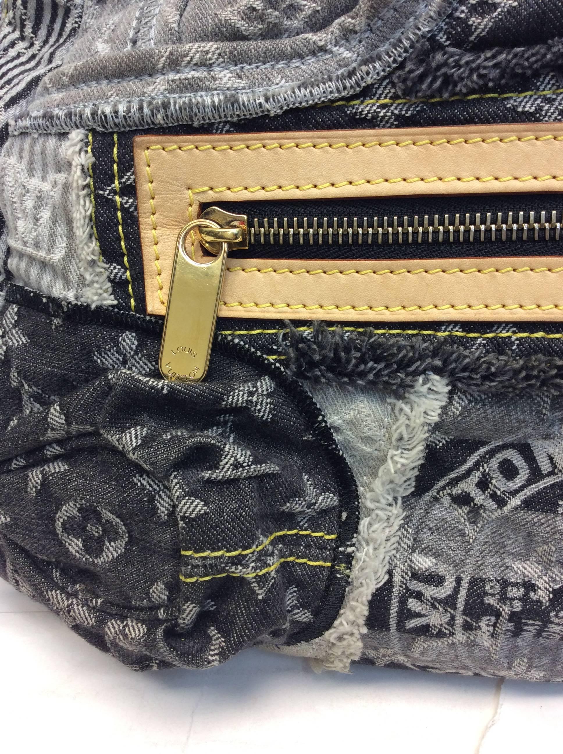 Women's Louis Vuitton Monogram Denim Patchwork Large Shoulder Bag For Sale