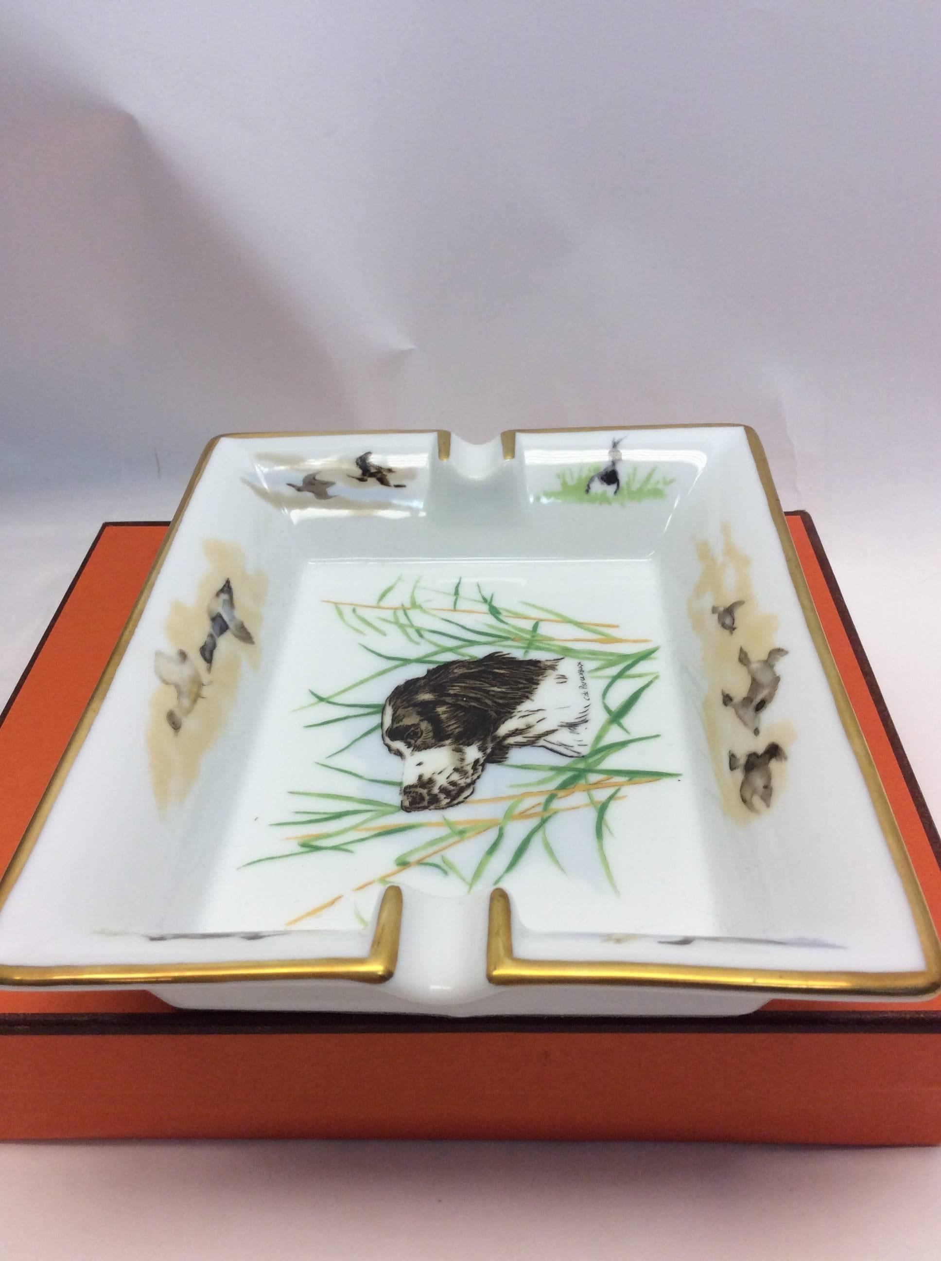Hermes Ceramic Dog & Bird Ash Tray
Comes with Hermes box
Dog and bird design
Made in France
$299
