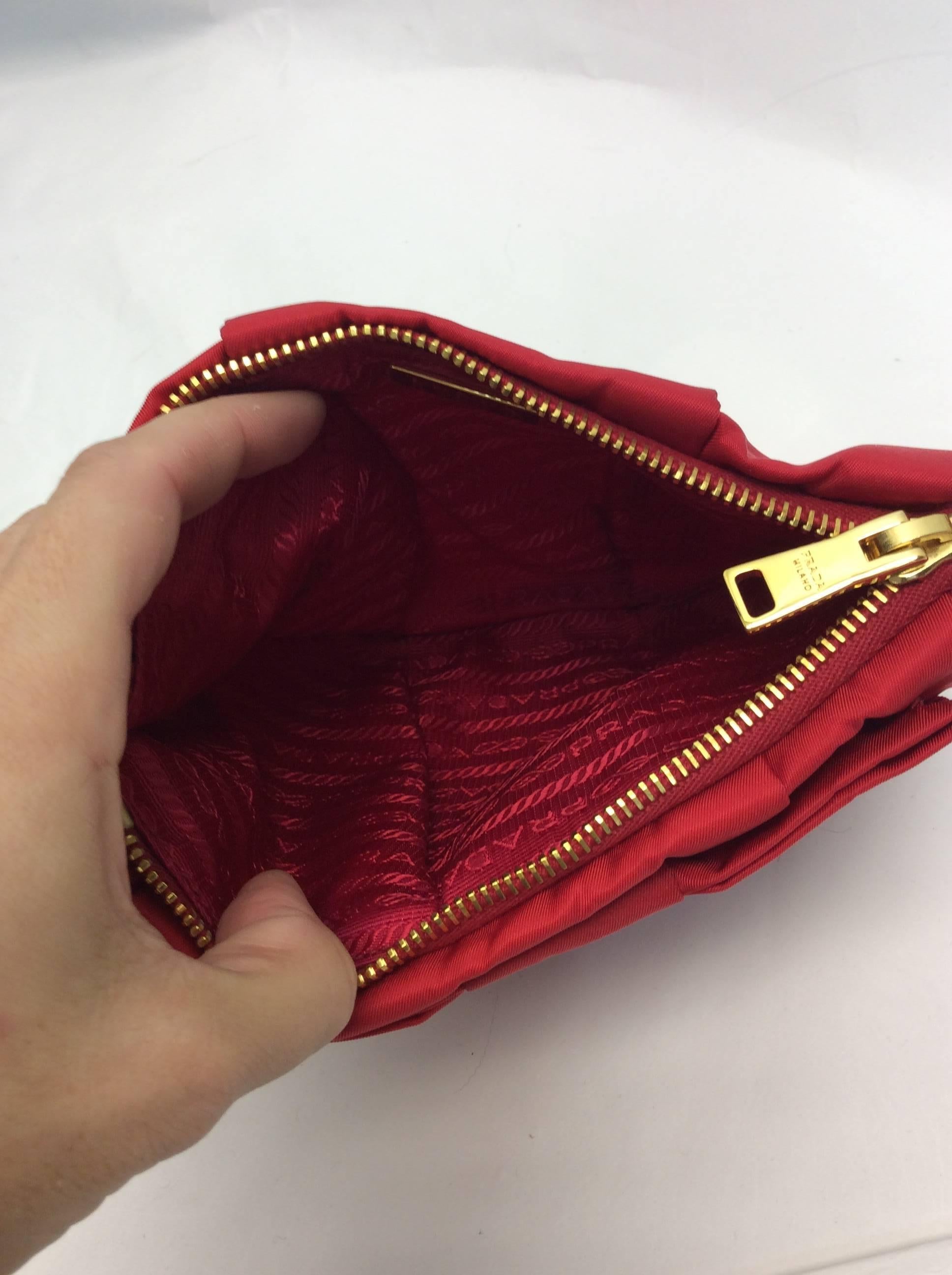 Women's Prada Red Nylon Zipper Clutch