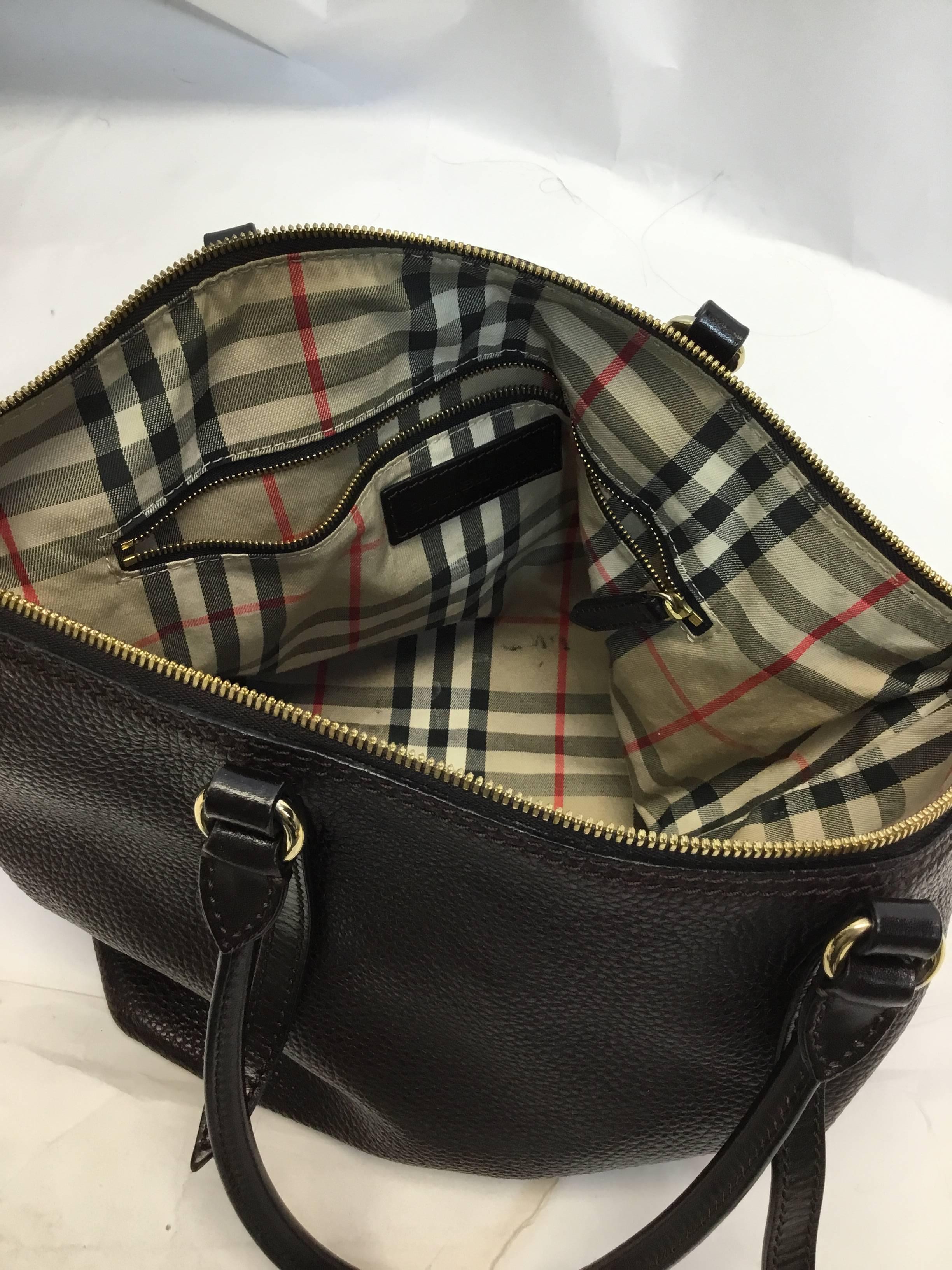 Burberry Brown Leather Zip Tote 2