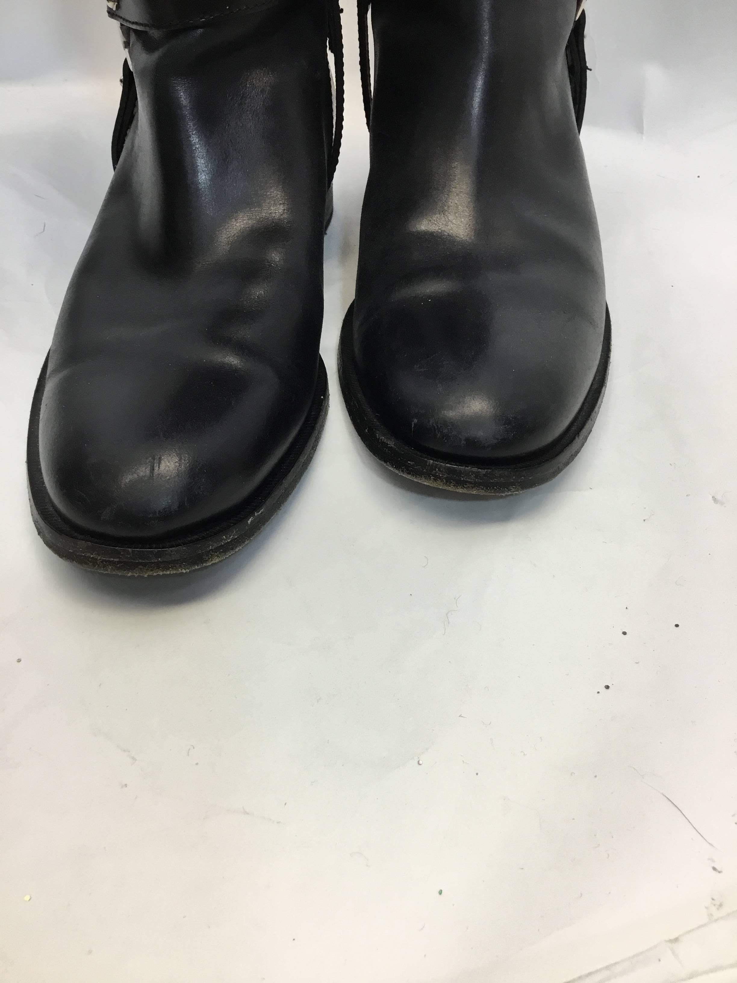Gucci Black Leather Riding Boots For Sale 2
