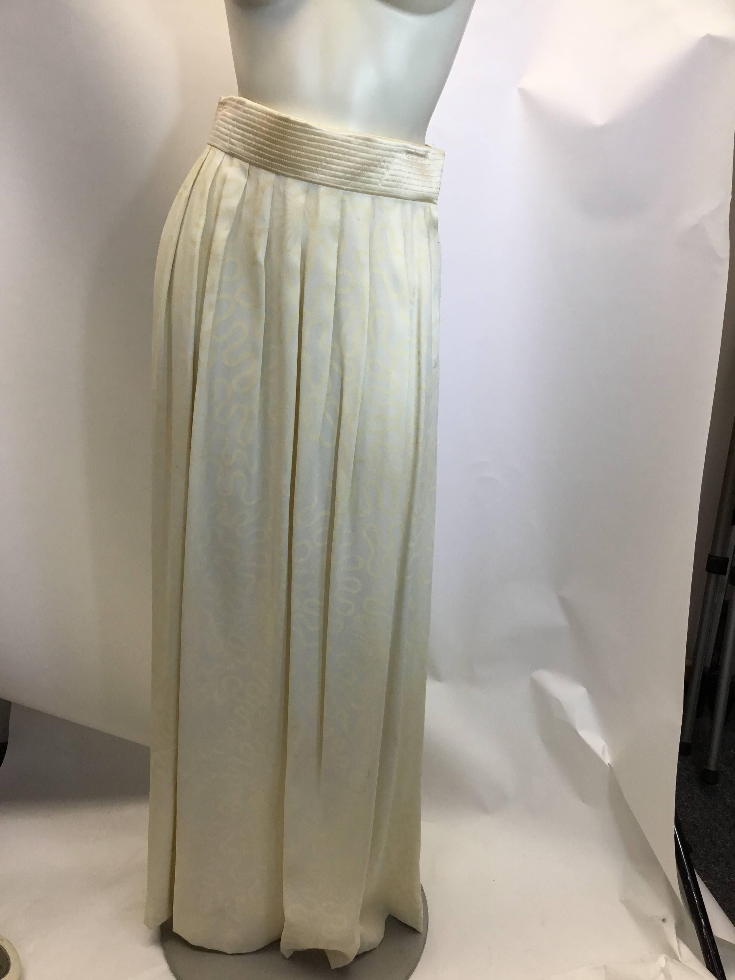 Women's Zanda Rhodes Vintage Cream Silk 2 Piece Skirt Set  For Sale