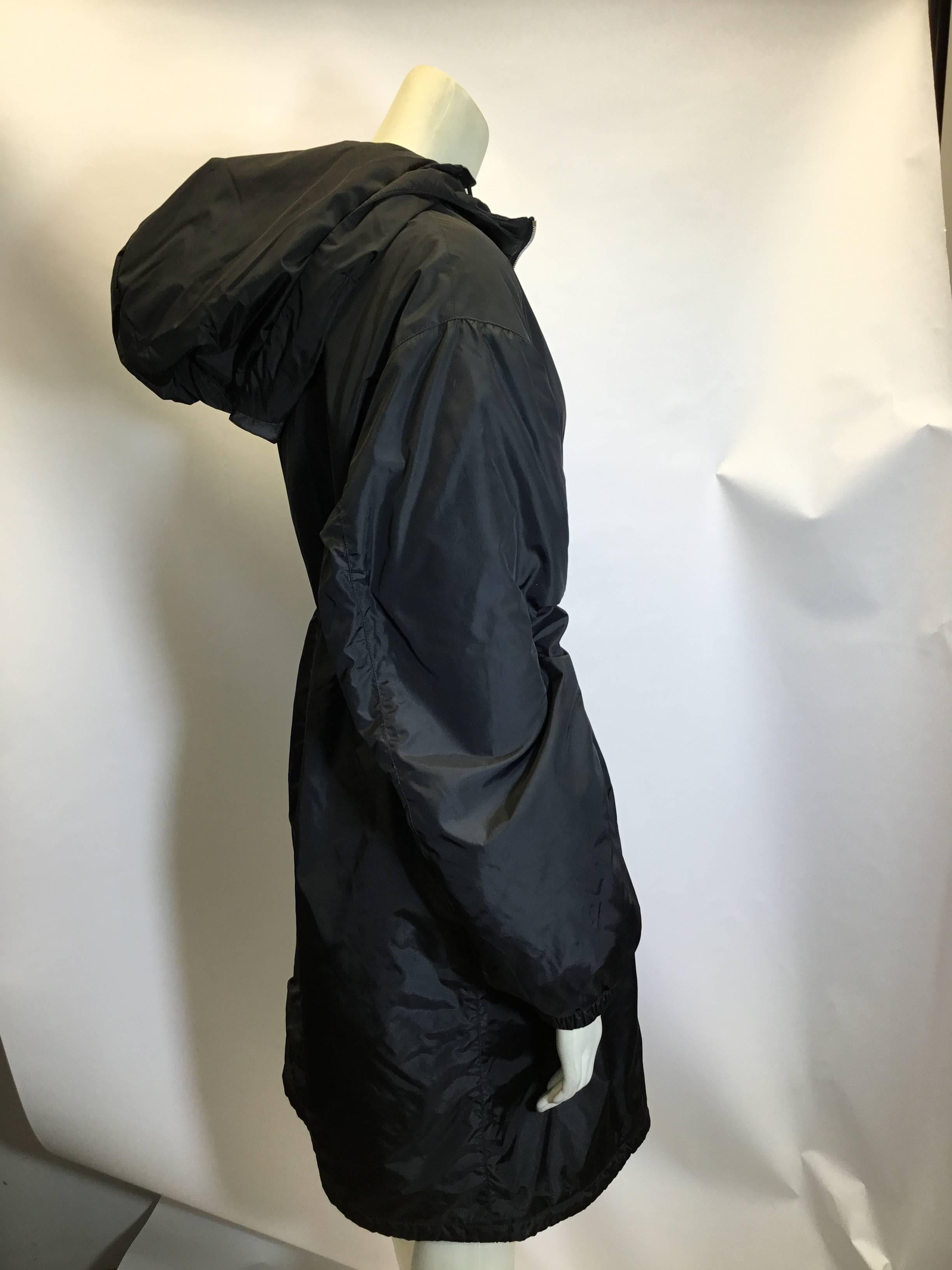 Women's Prada Black Cinched Hooded Coat For Sale