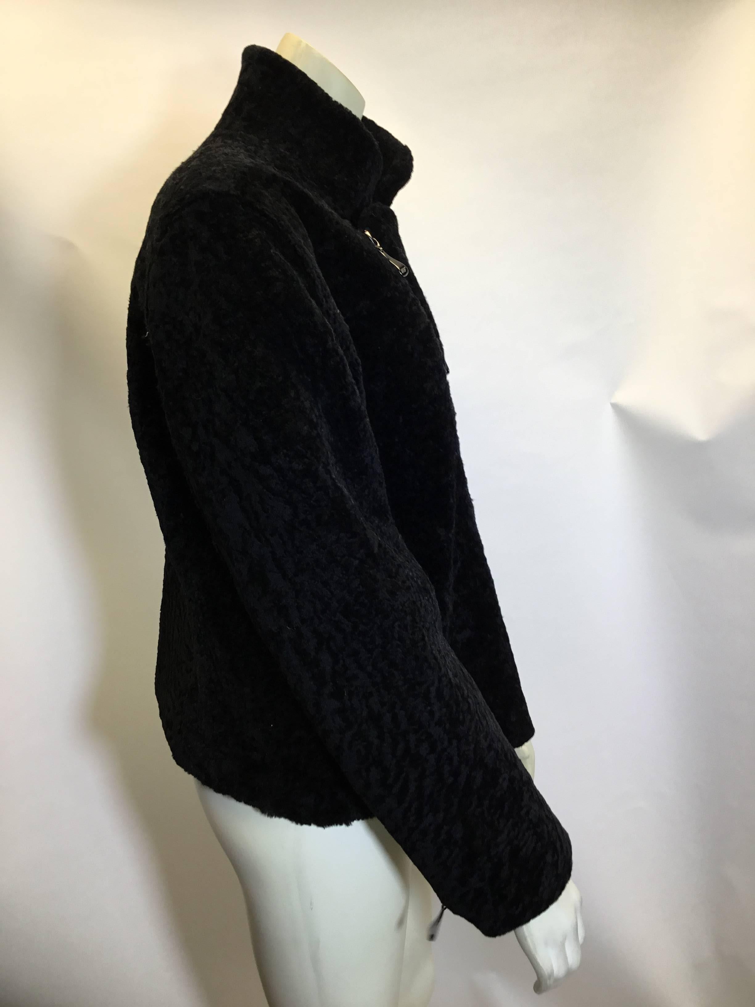 Belle Fare Black Moto Zip Coat In Excellent Condition For Sale In Narberth, PA