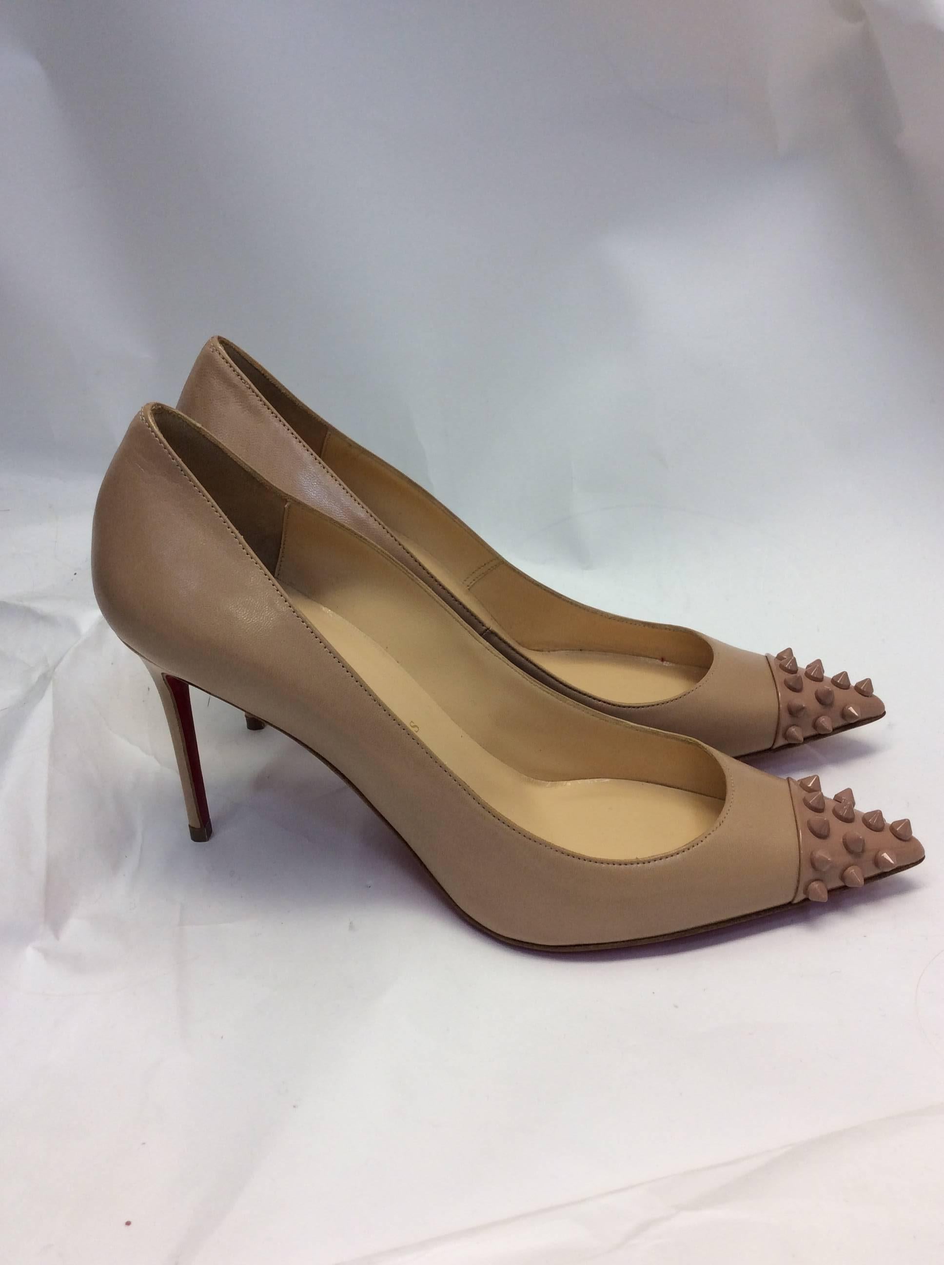Women's Christian Louboutin New Nude Studded Stiletto For Sale