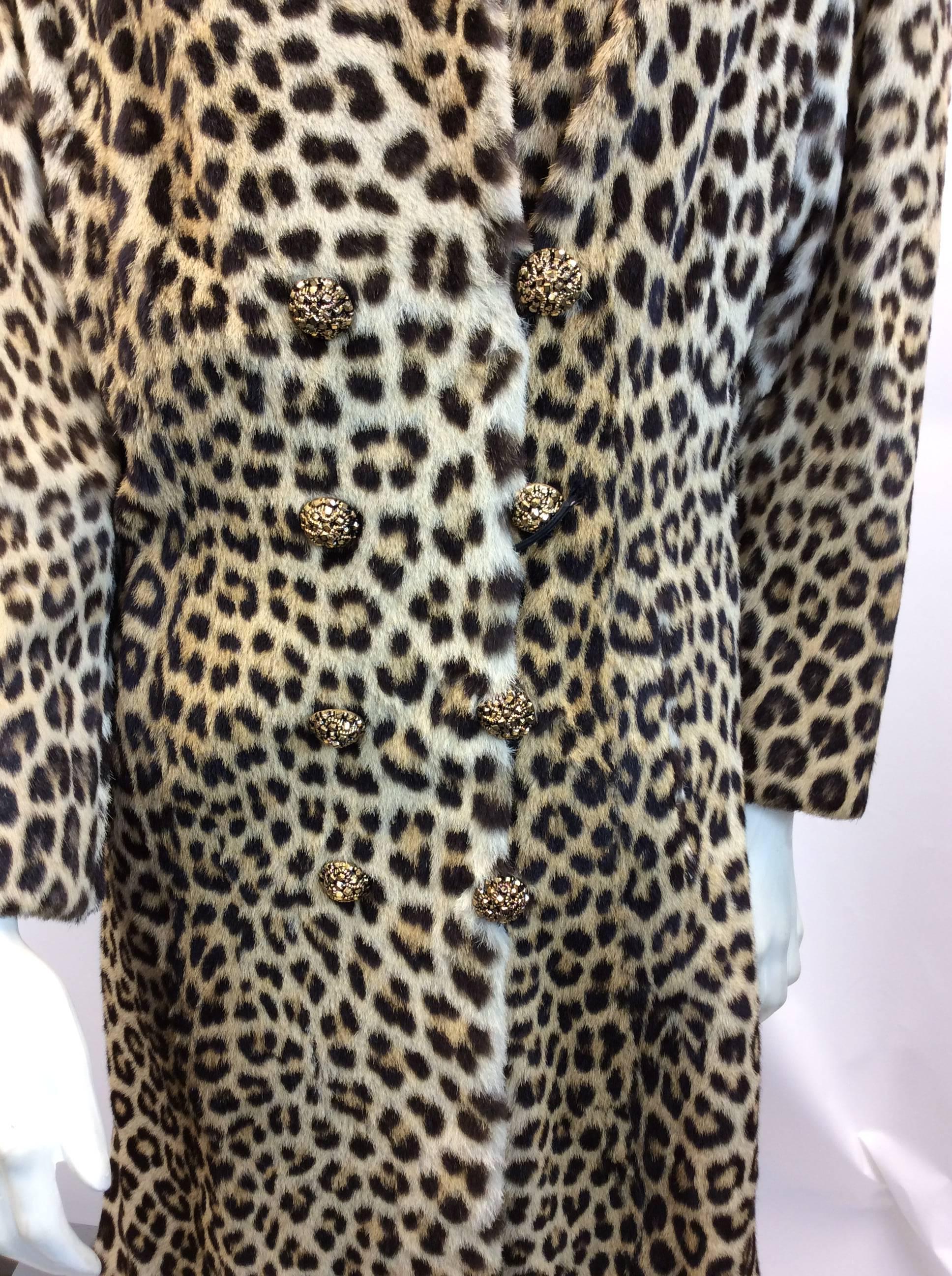 Black Vintage Mink & Leopard Calf Length Coat For Sale