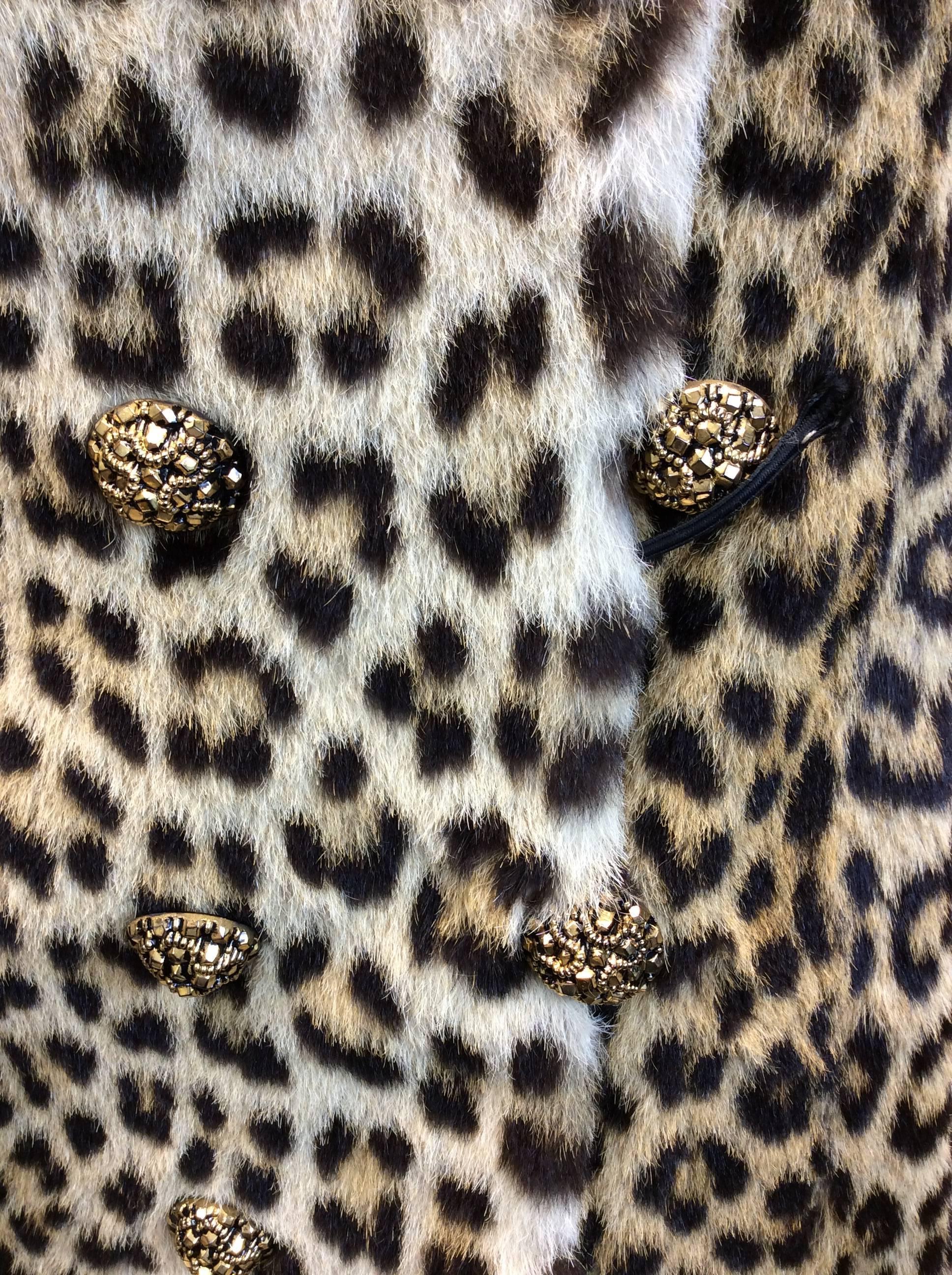 Vintage Mink & Leopard Calf Length Coat In Good Condition For Sale In Narberth, PA