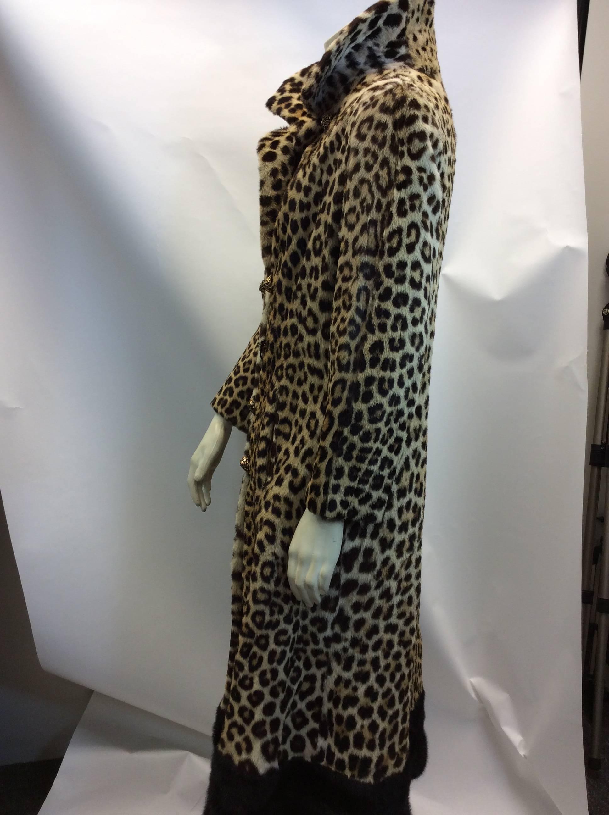 Women's Vintage Mink & Leopard Calf Length Coat For Sale
