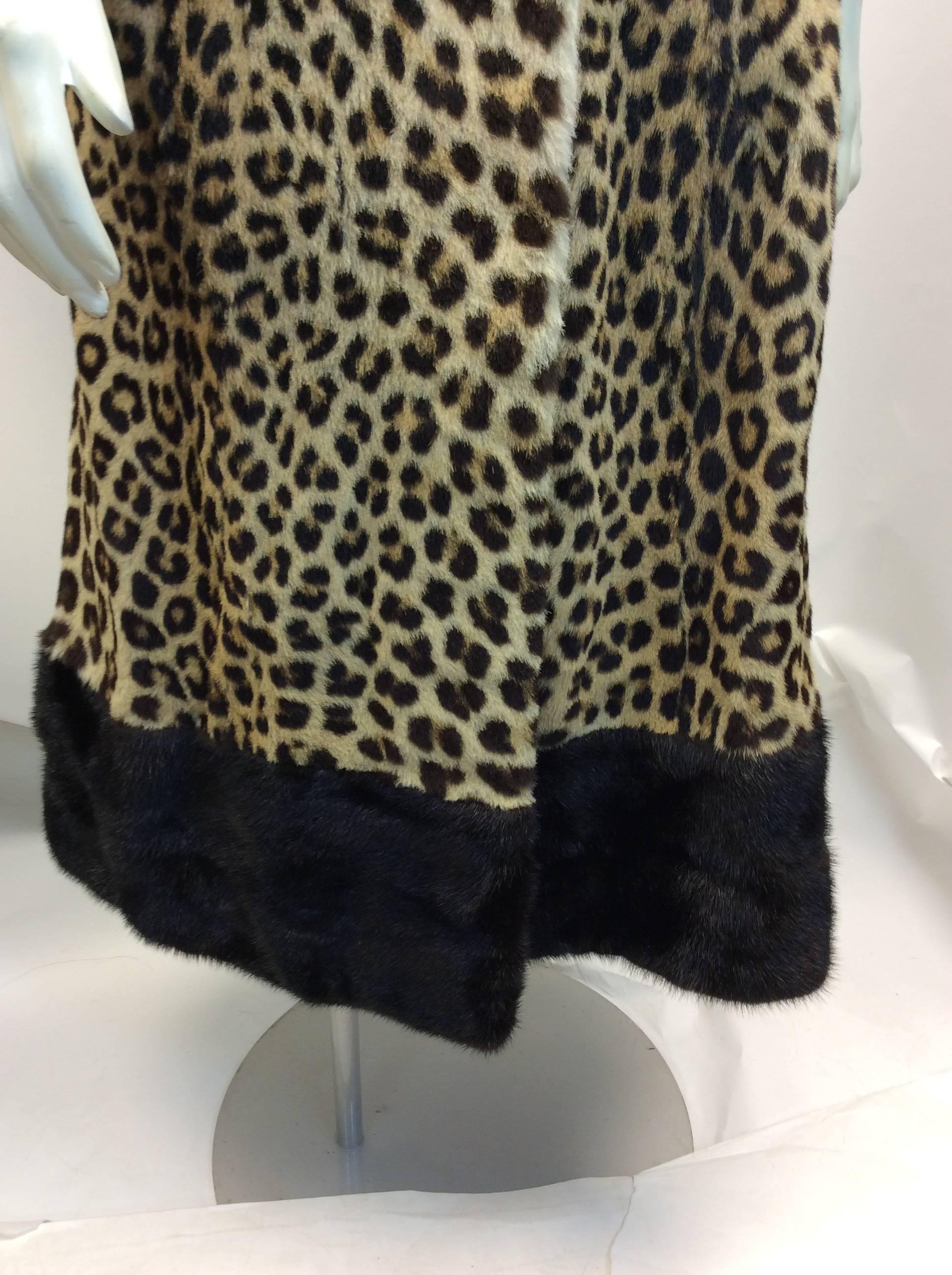 Vintage Mink & Leopard Calf Length Coat For Sale 1