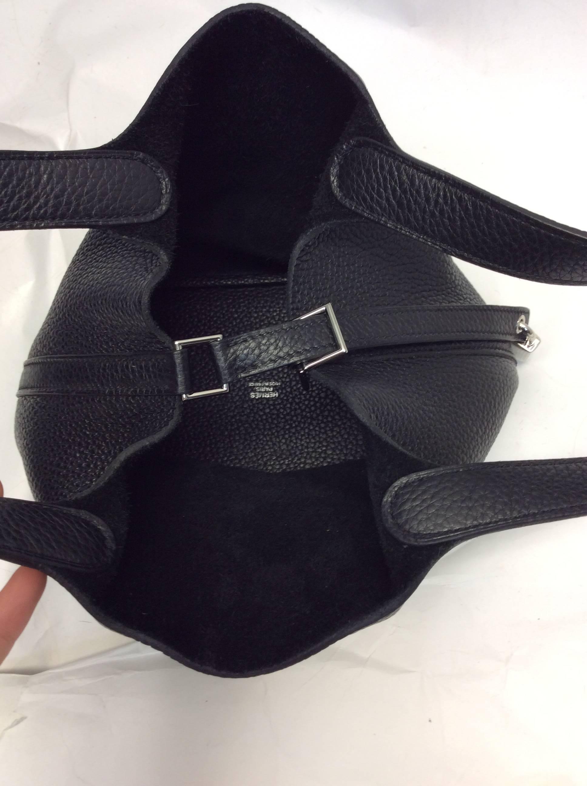 Hermes Picotin Black Leather Small Bag In Excellent Condition In Narberth, PA