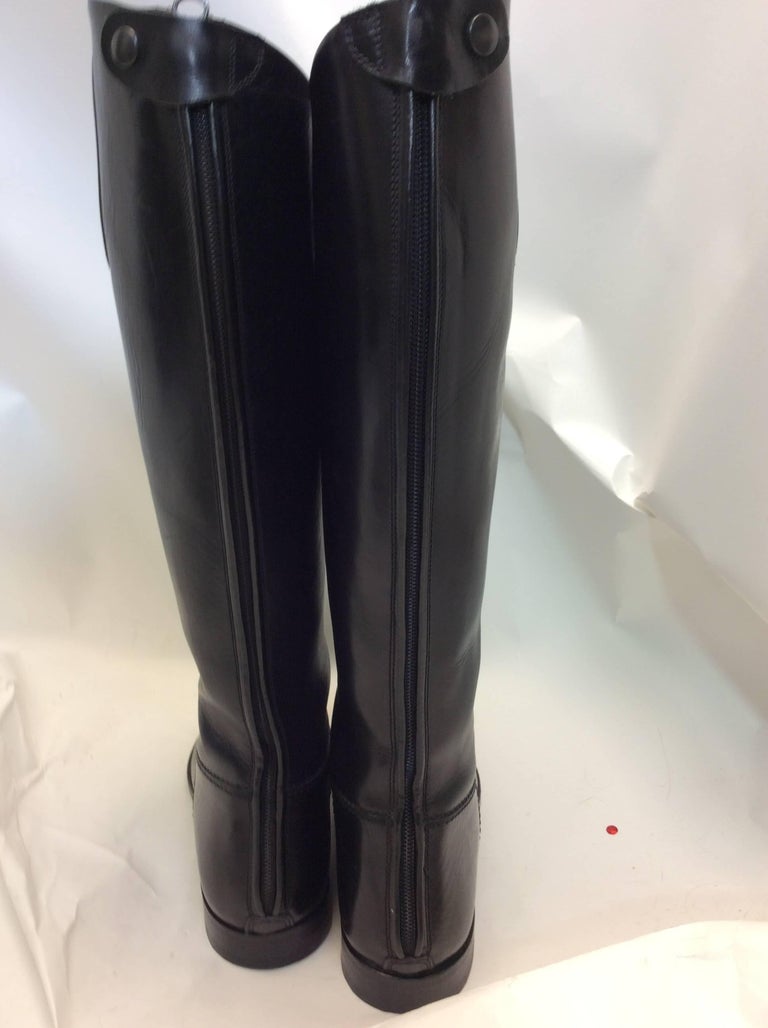 Strenesse Black Leather Riding Boots For Sale at 1stDibs