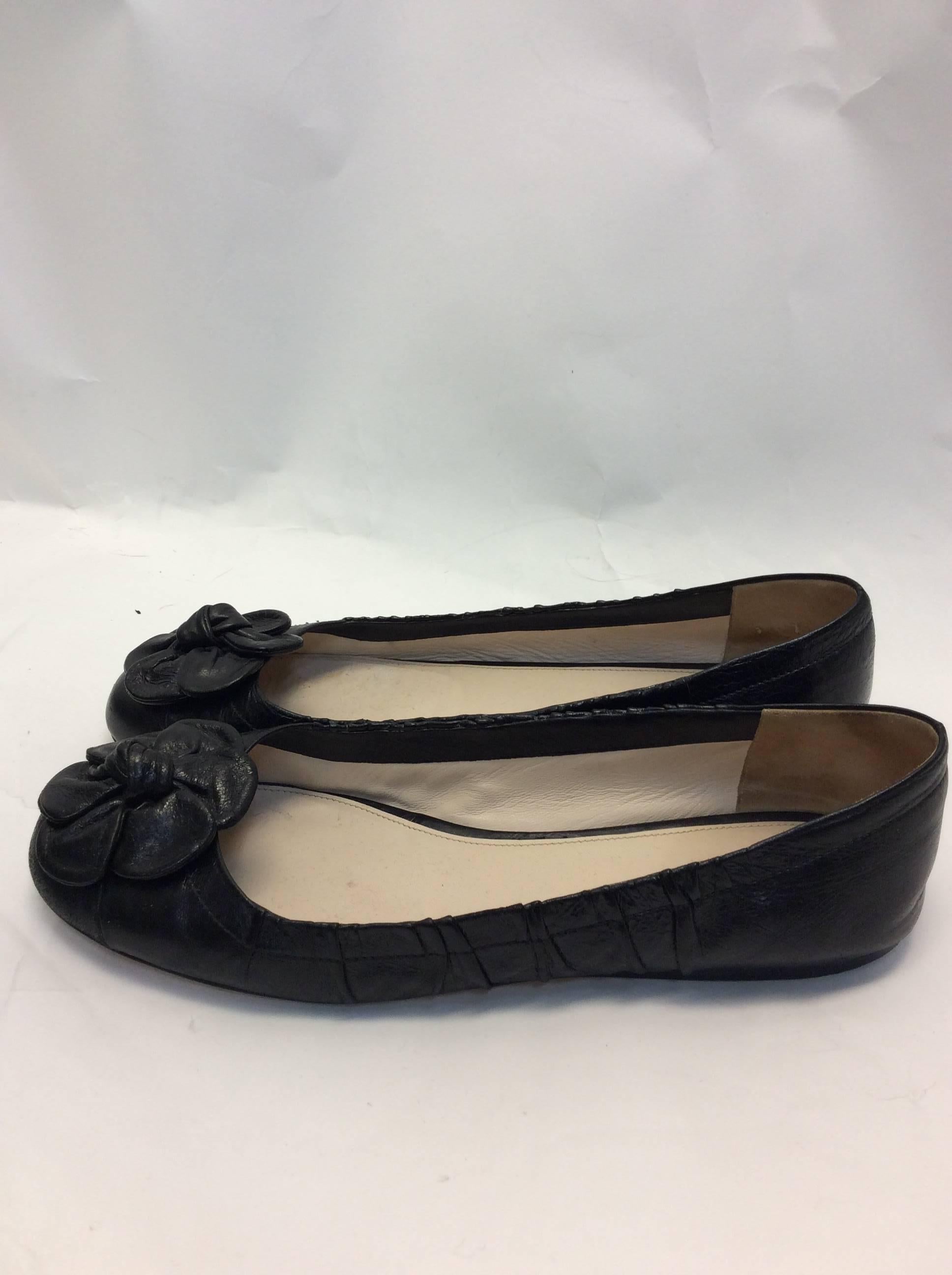 Women's Prada Black Leather Flats For Sale