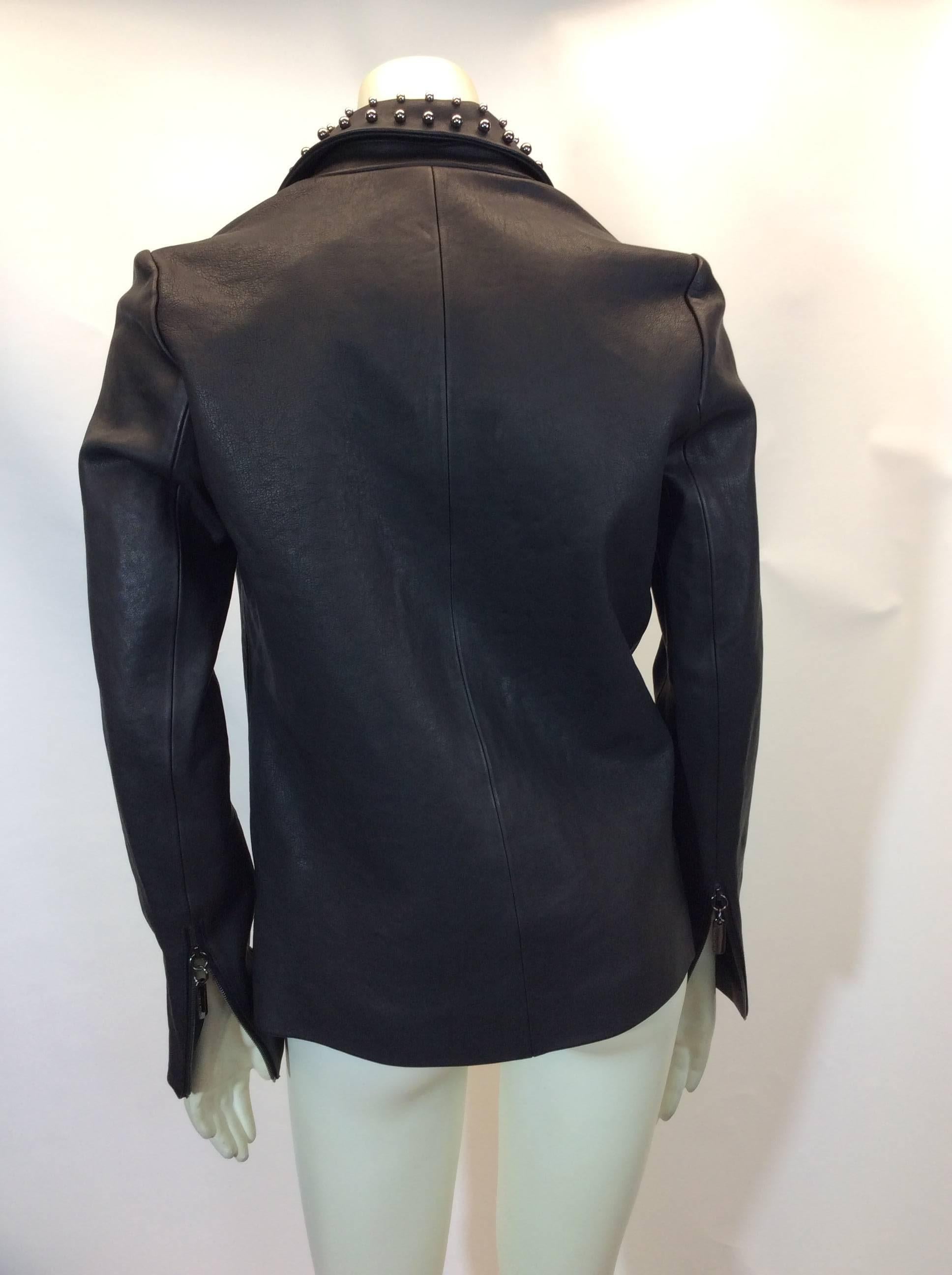 Women's Thomas Wylde Leather Studded Black Blazer For Sale