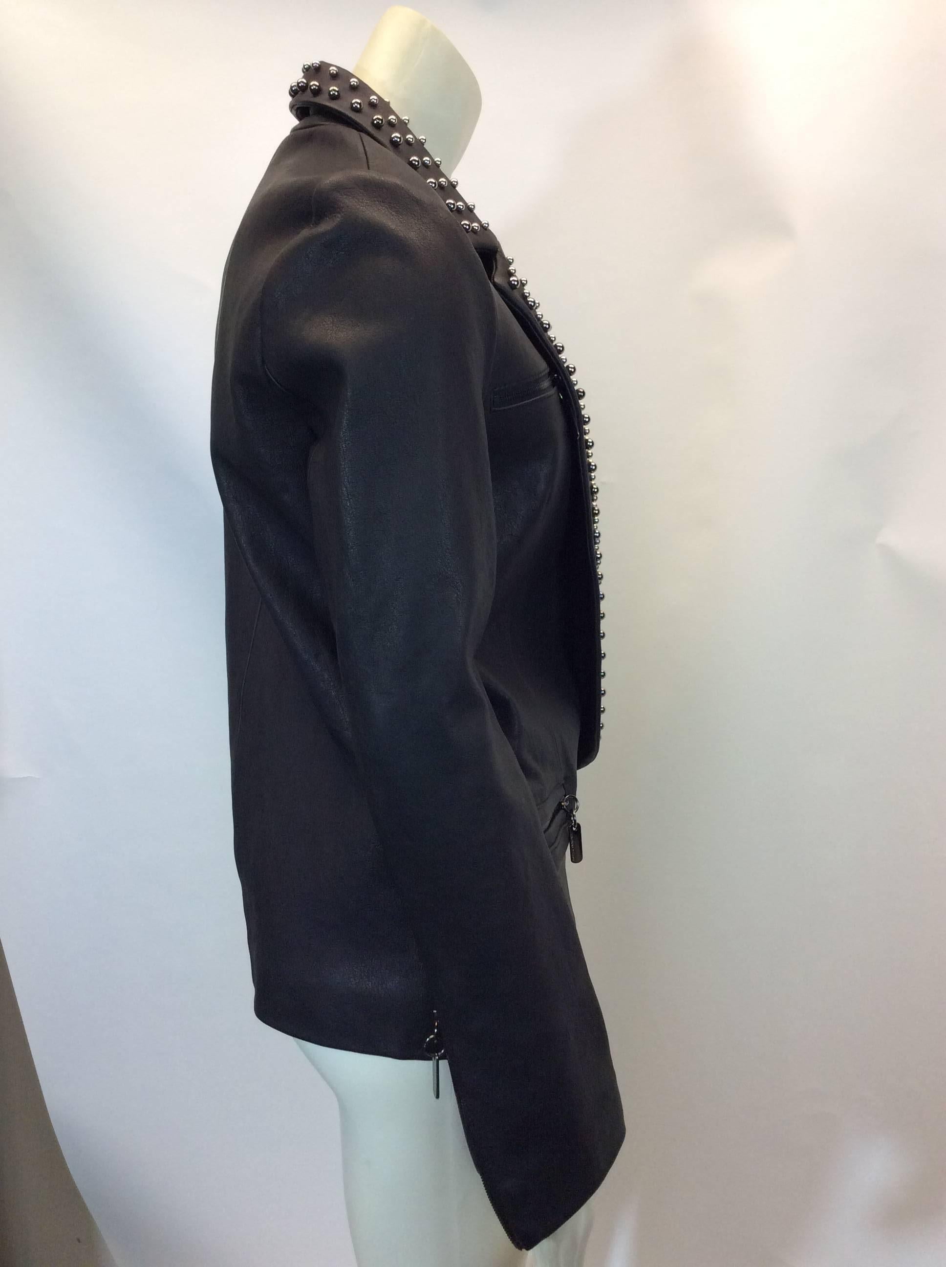 Thomas Wylde Leather Studded Black Blazer For Sale 1