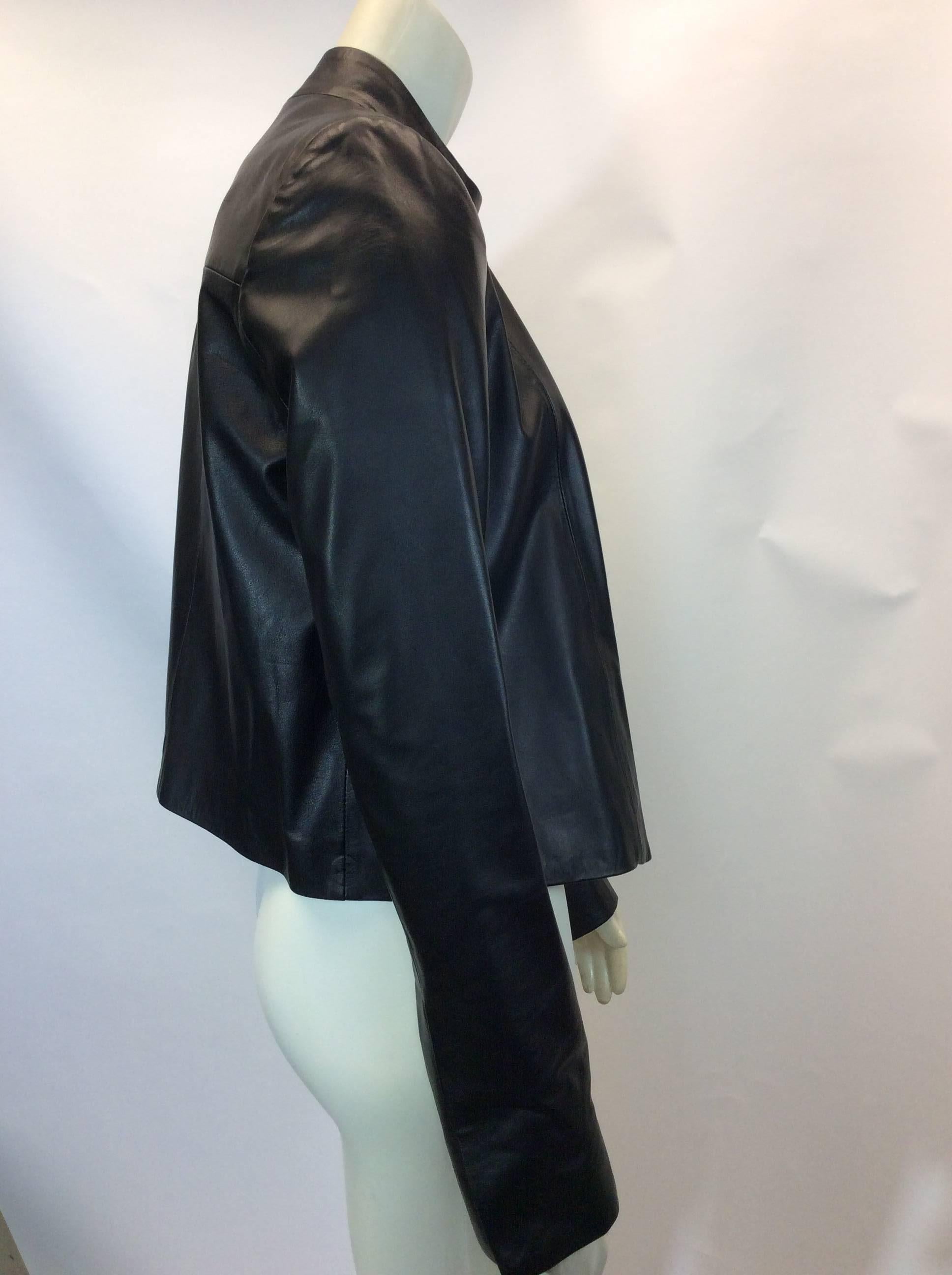 Intermix Black Leather Cropped Jacket For Sale 1