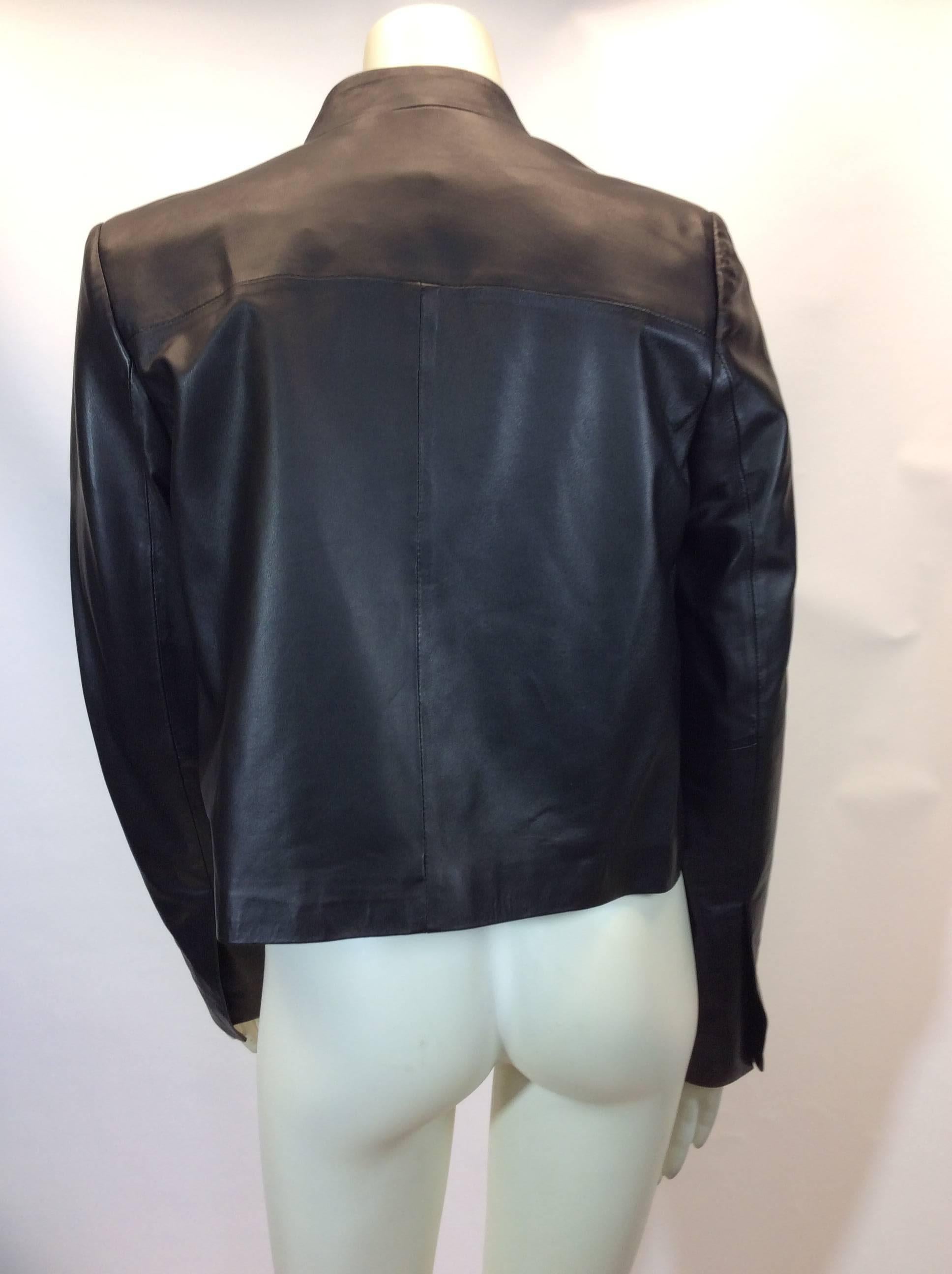 Women's Intermix Black Leather Cropped Jacket For Sale