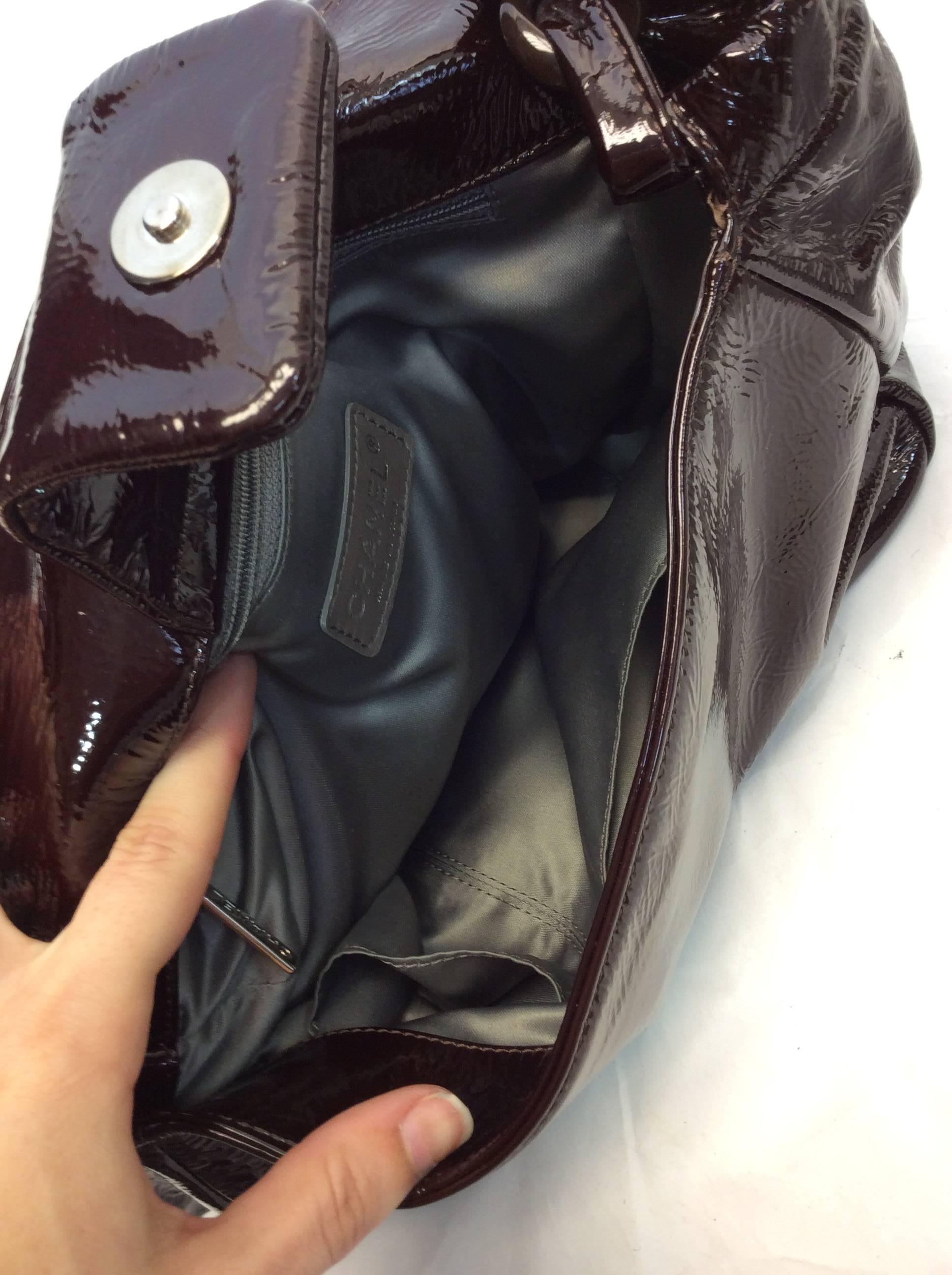 Chanel Chocolate Patent Leather Flap Bag  For Sale 1