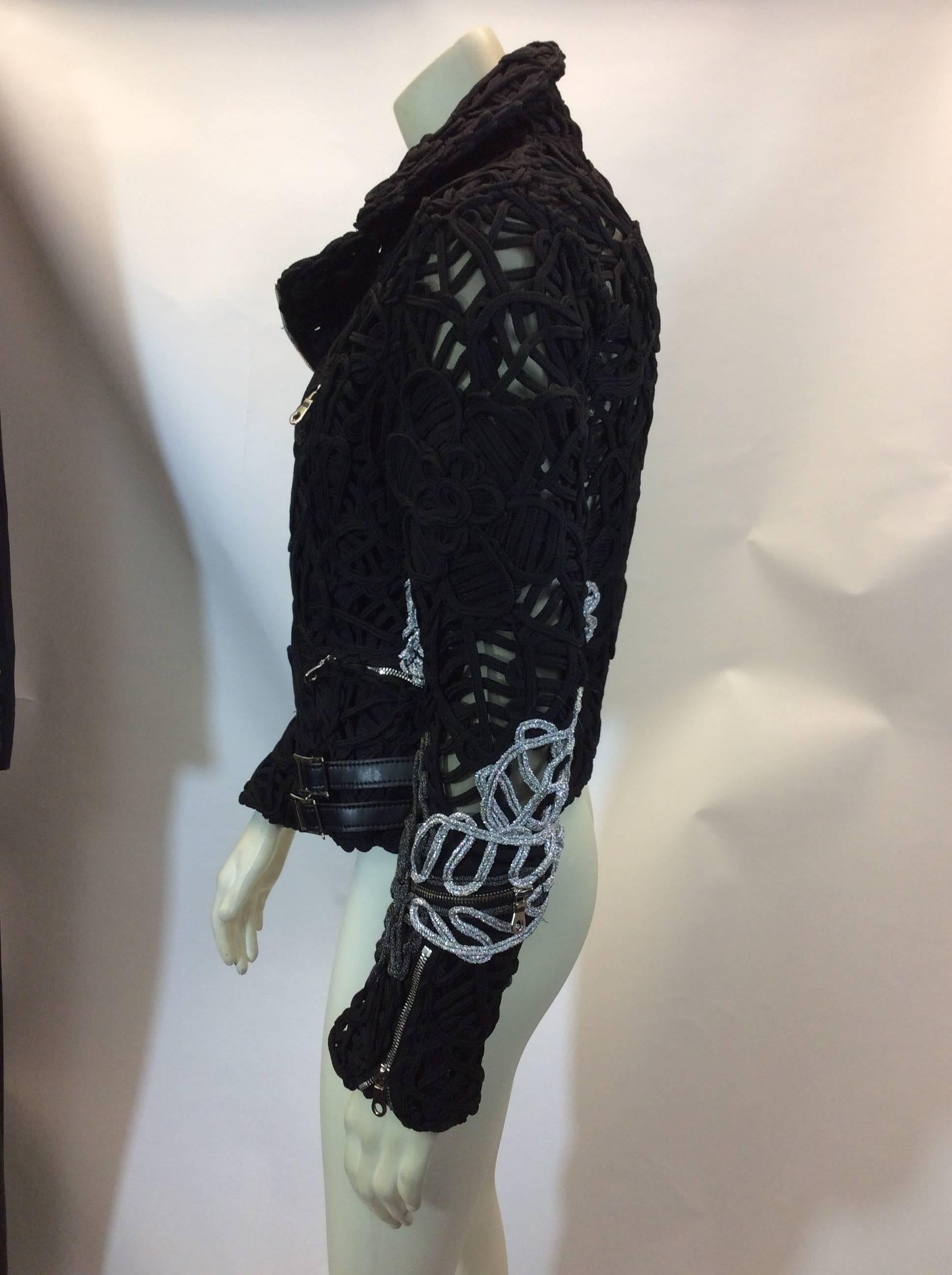 Commes Des Garcons Cord Embroidered Moto Jacket In Excellent Condition For Sale In Narberth, PA