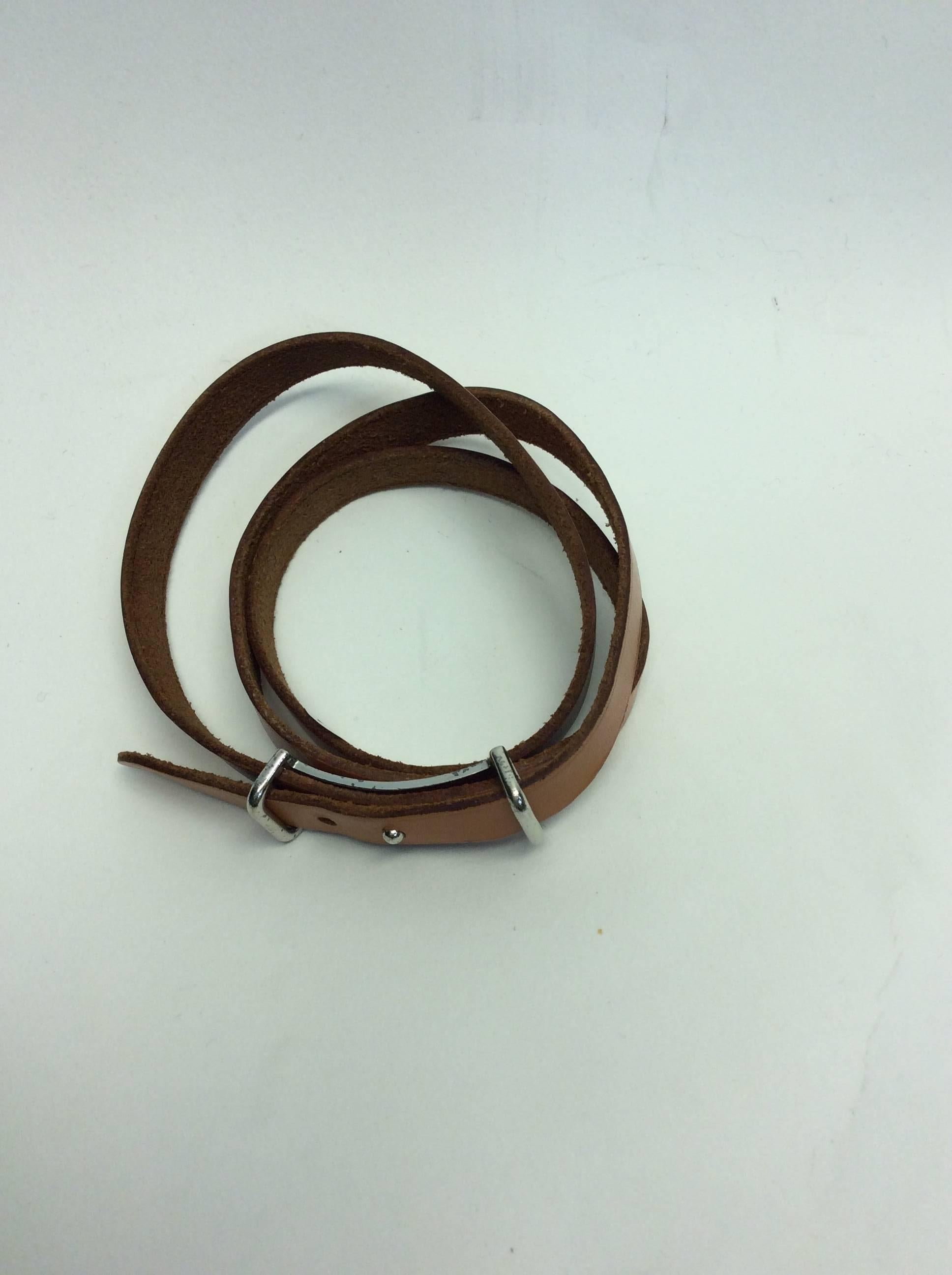 Black Hermes Brown Leather Wrap Bracelet For Sale