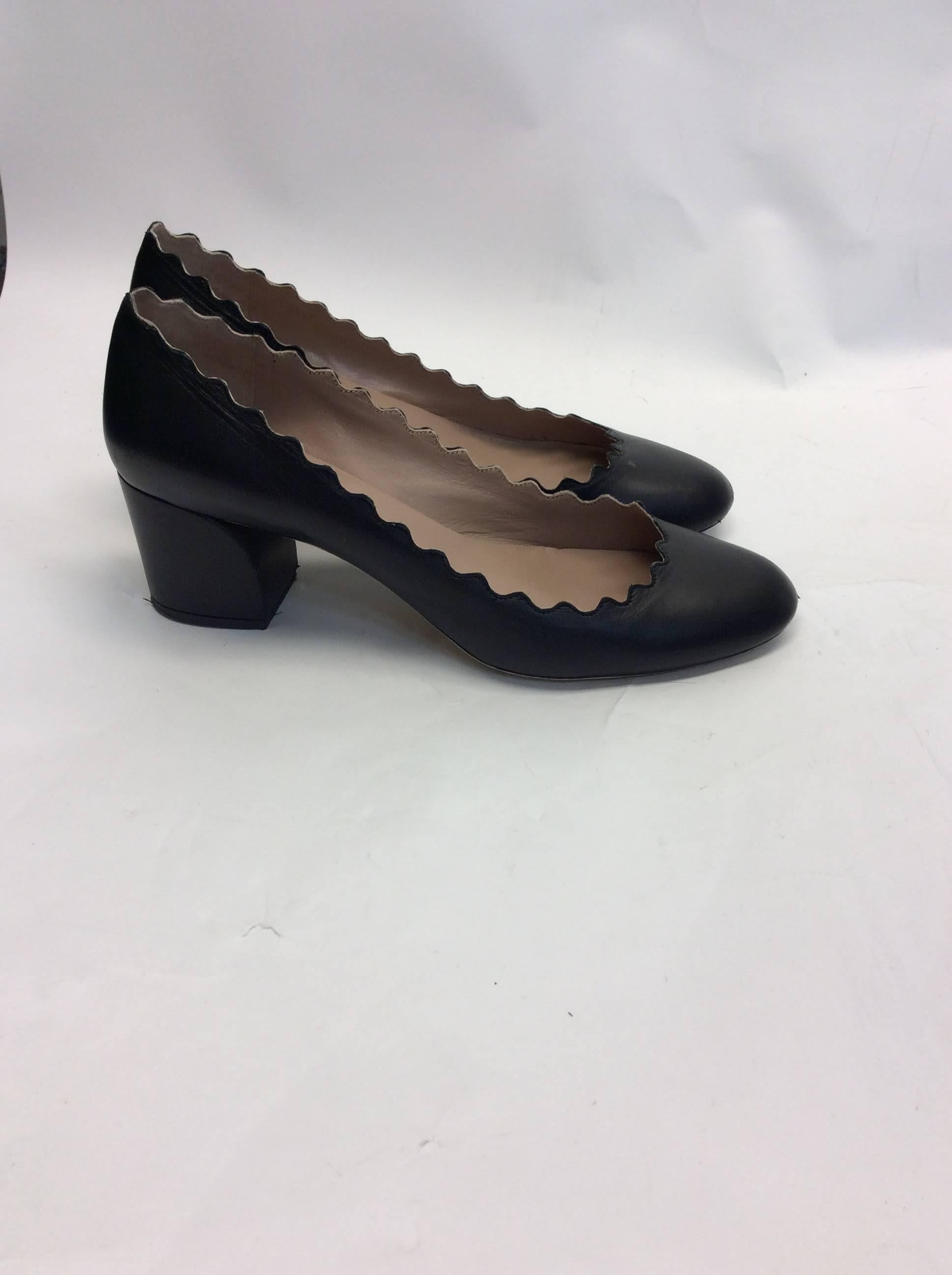 Chloe Black Scalloped Heels For Sale 1
