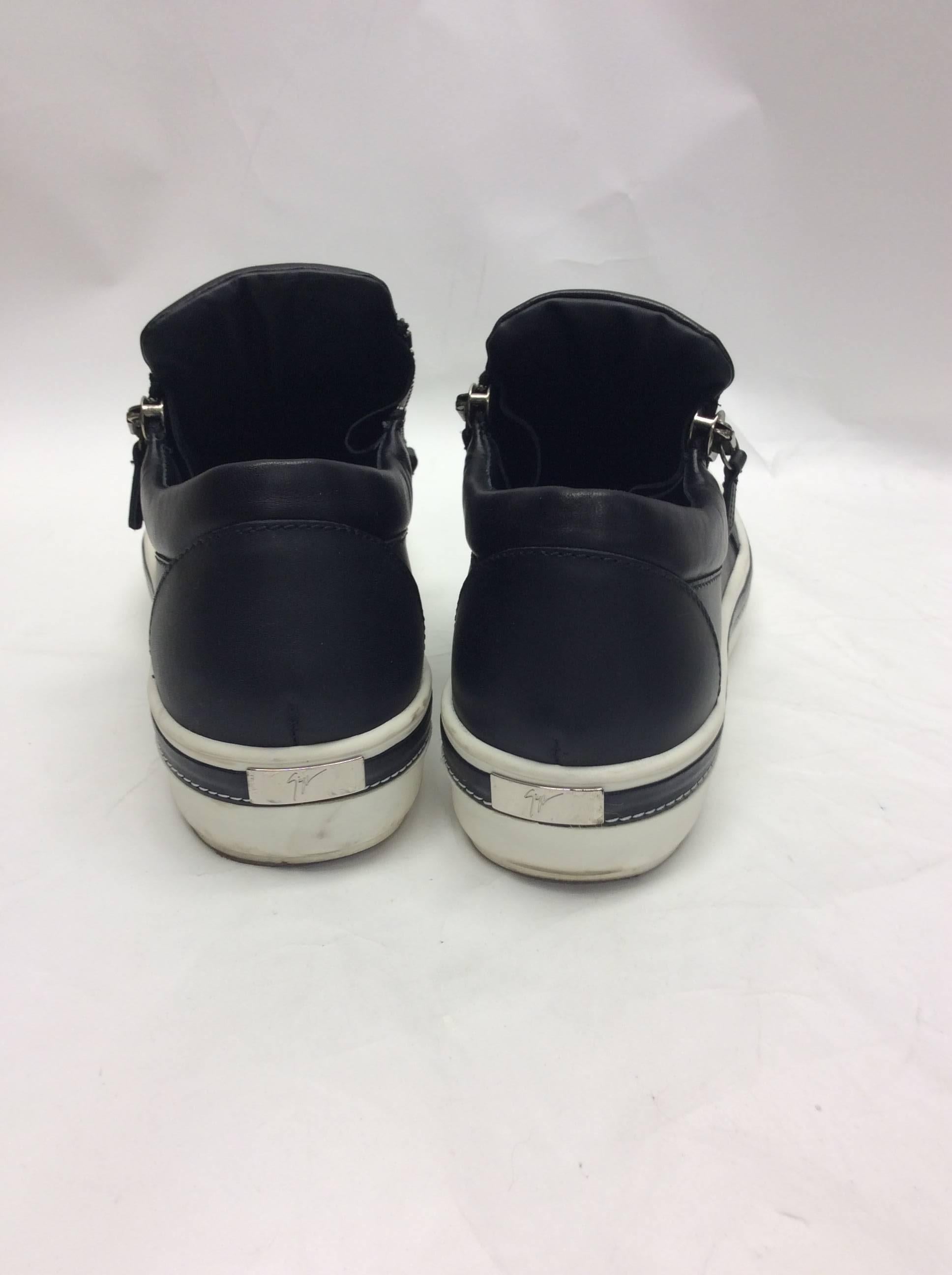 Women's Giuseppe Zanotti Black Leather Slip On Sneaker For Sale