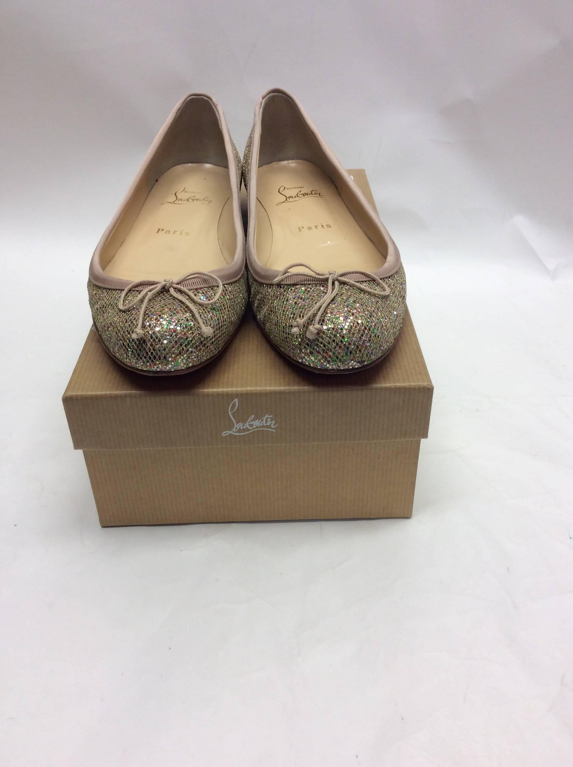 Brown Christian Louboutin Sonietta Glitter Ballet Flat  For Sale