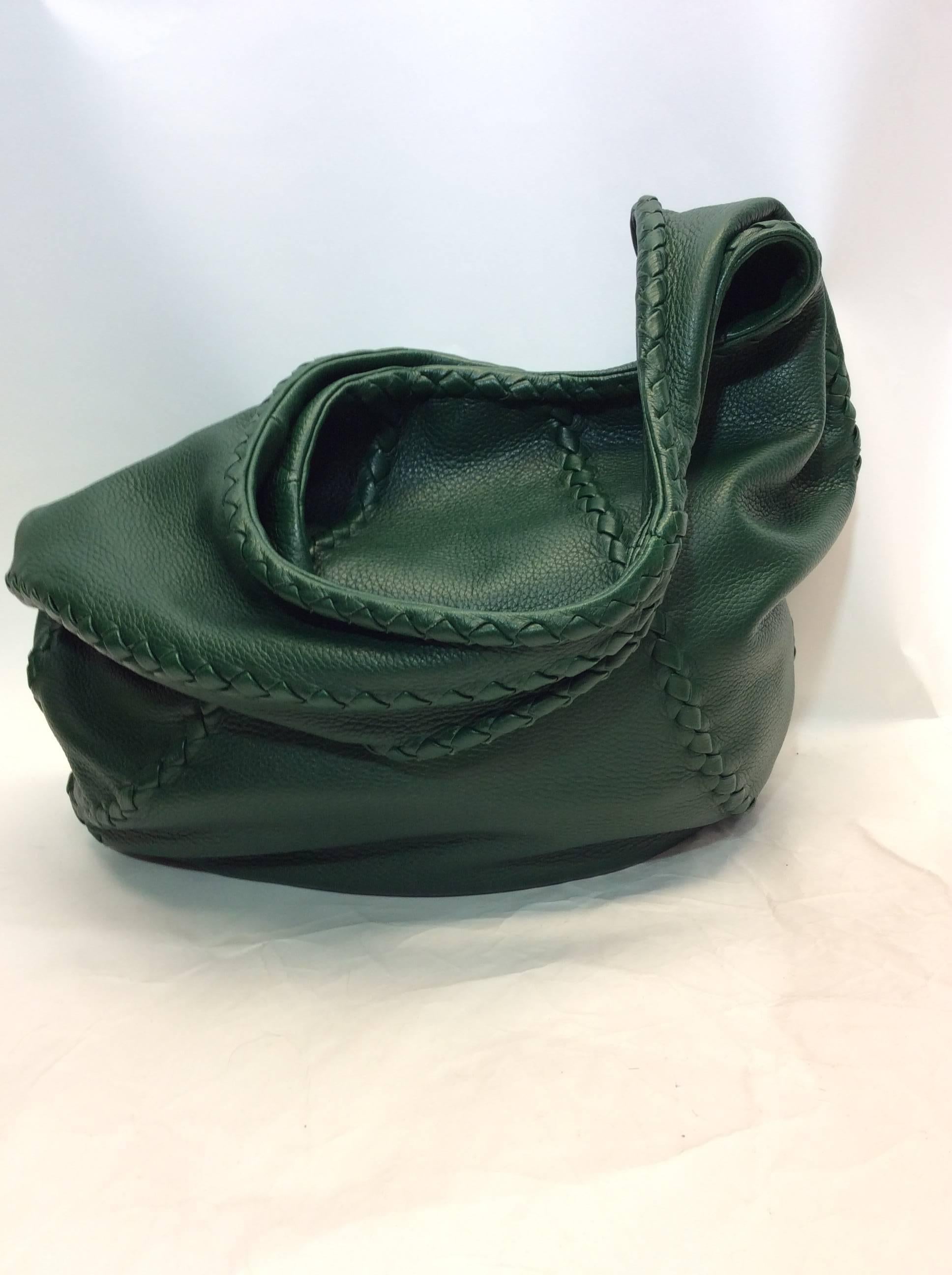 Black Bottega Veneta Green Leather Hobo Bag For Sale