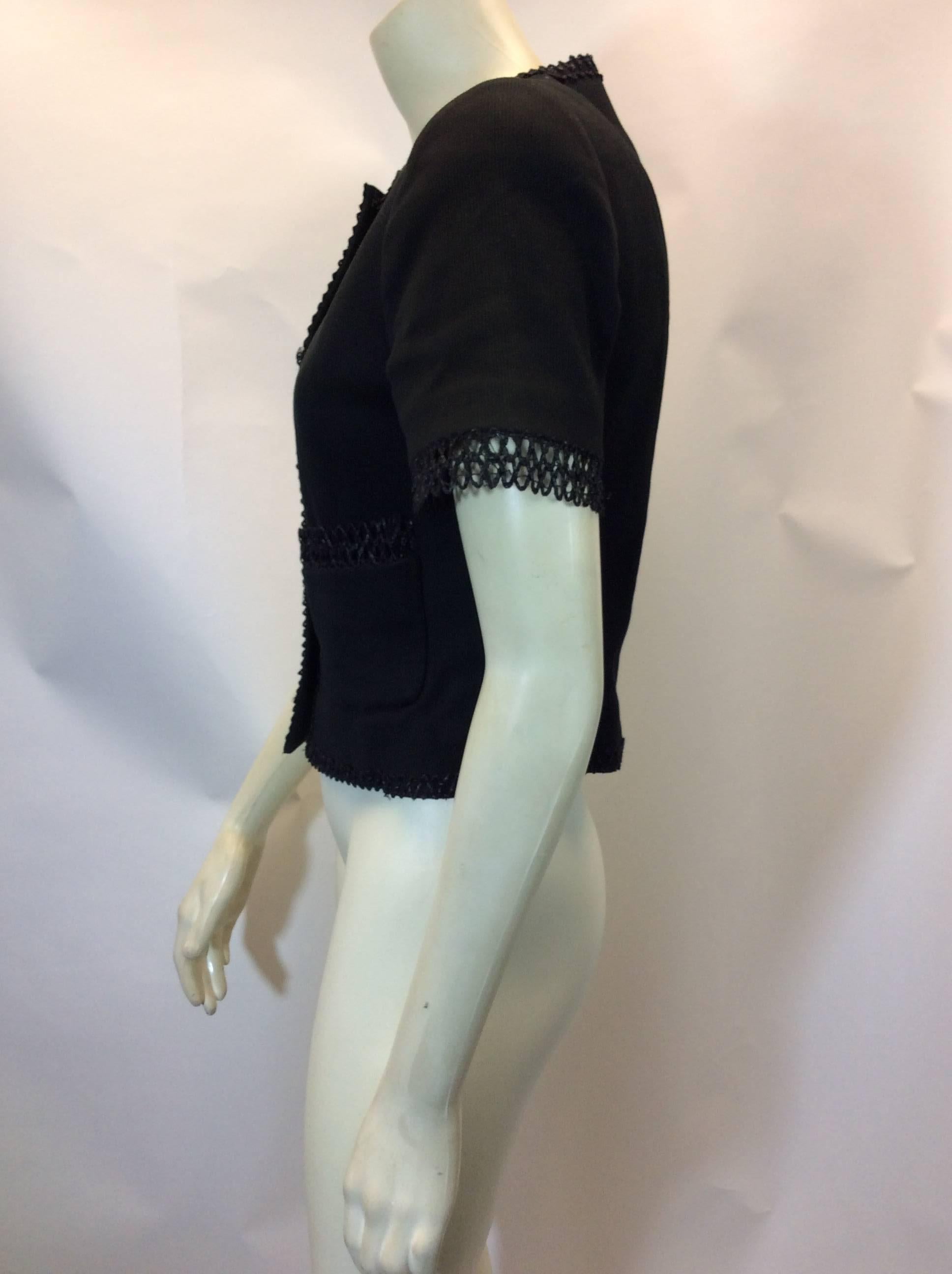 Chanel Black Short Sleeve Button Up Blazer For Sale 1