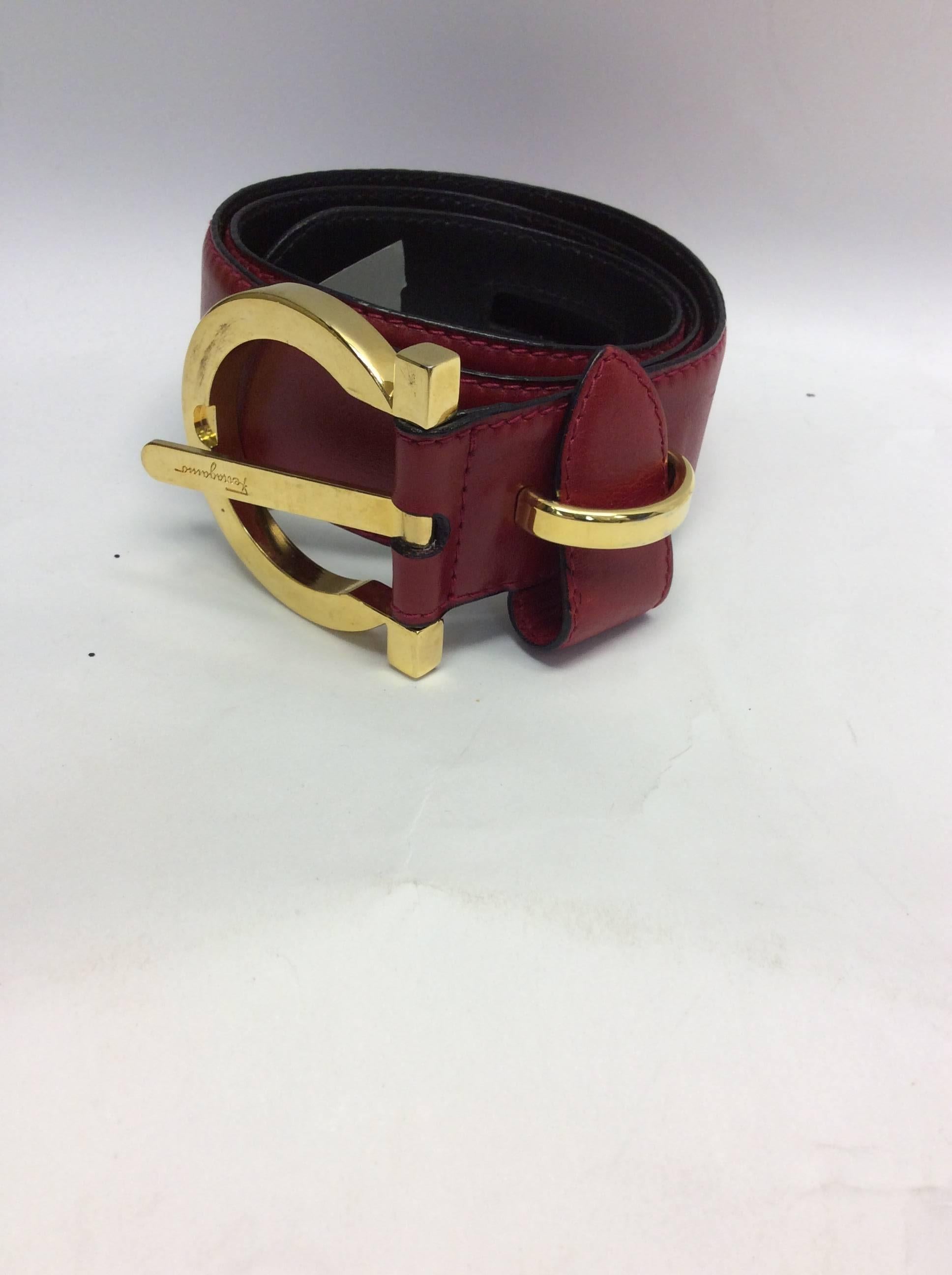 Red Salvatore Ferragamo Leather Belt
Gold toned hardware
$150
34 inches long

