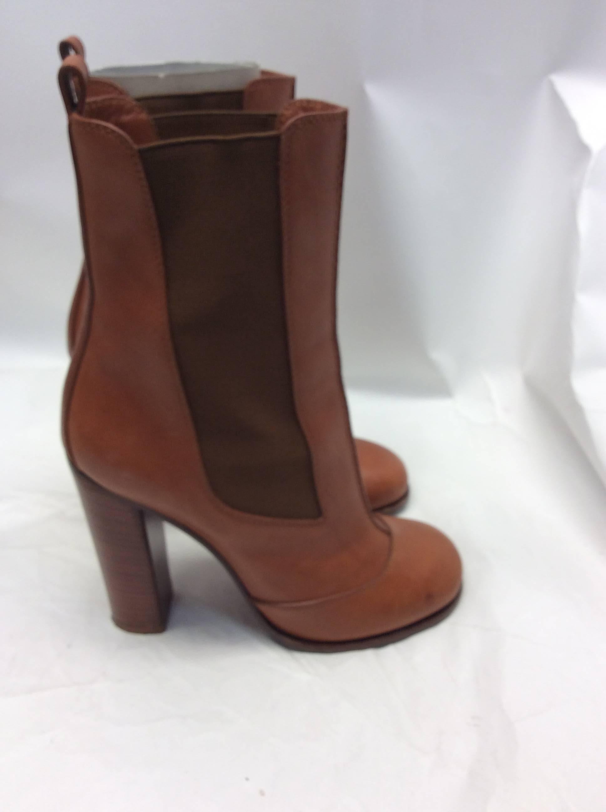 Celine Brown Leather Ankle Boots In Good Condition For Sale In Narberth, PA