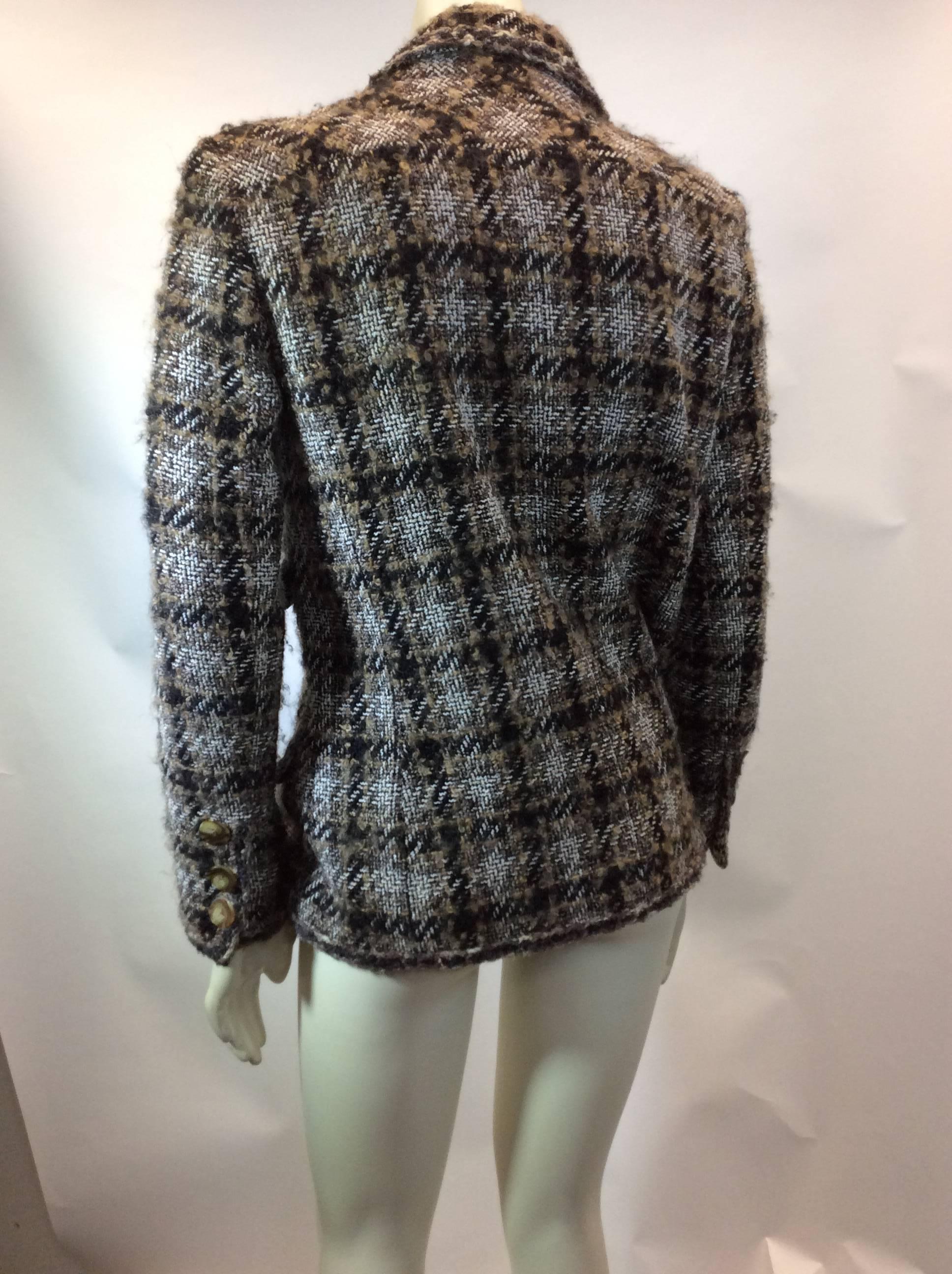 Chanel Brown Tweed Blazer In Excellent Condition For Sale In Narberth, PA